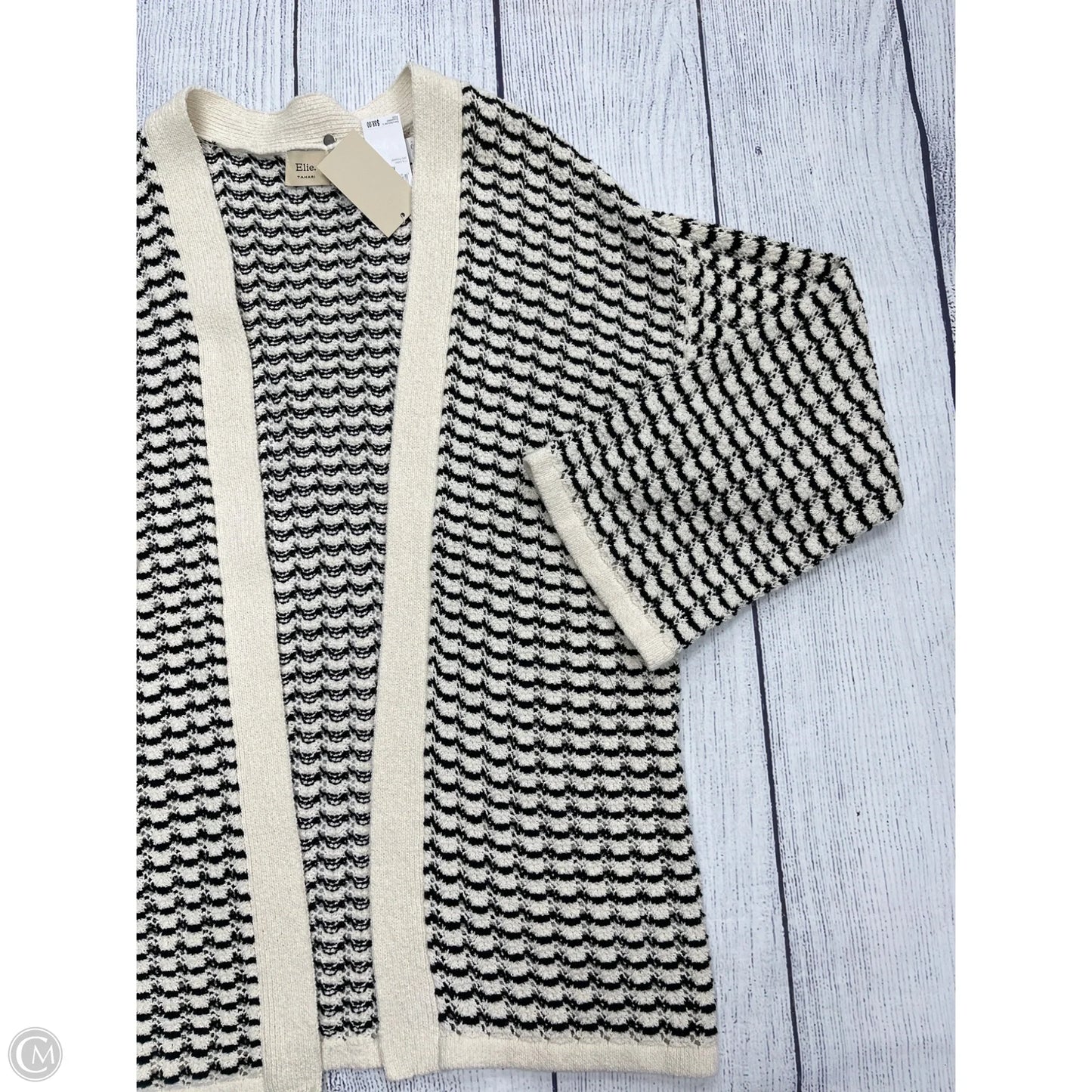 Cardigan By Tahari In Black & White, Size: Xl