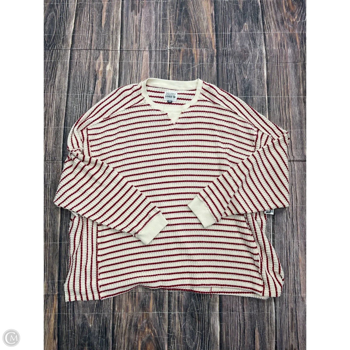 Top Long Sleeve By American Eagle In Red & Tan, Size: 1x