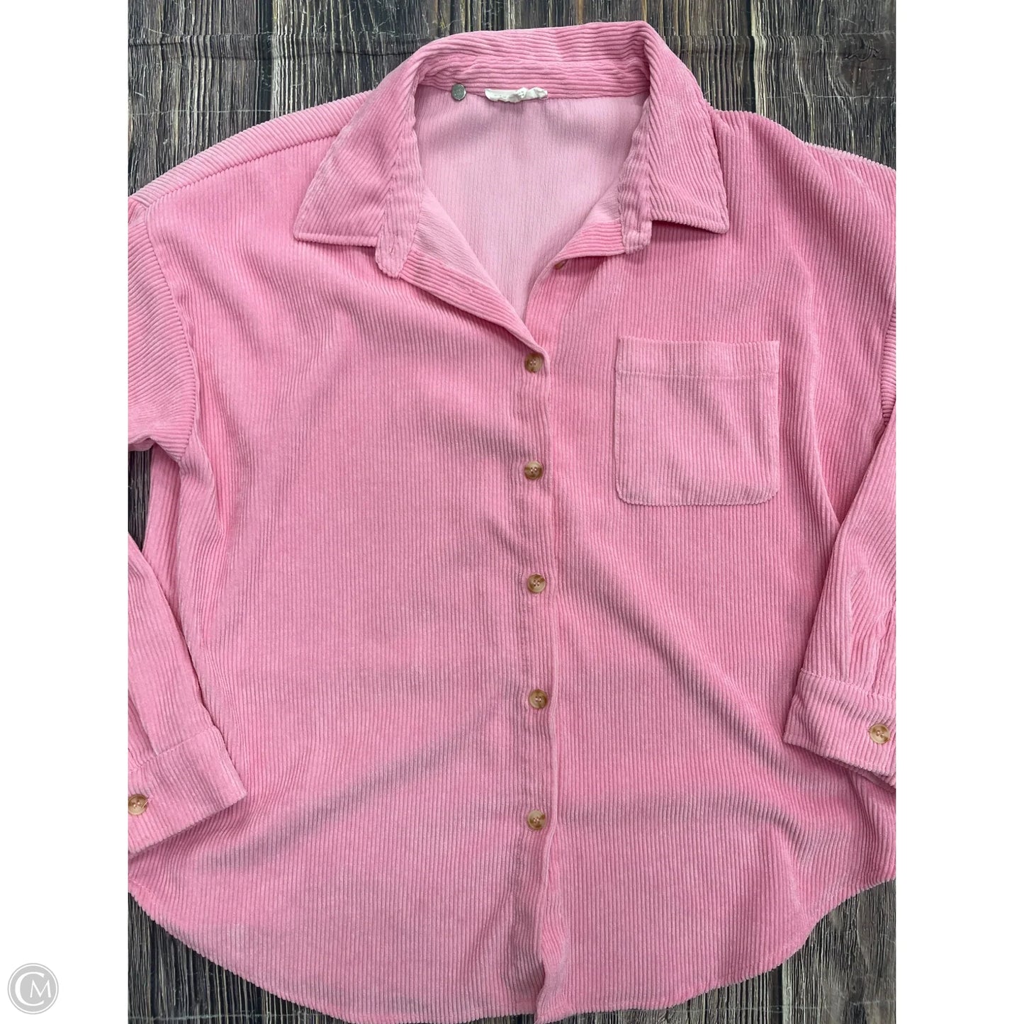 Jacket Shirt By Blu Pepper In Pink, Size: L