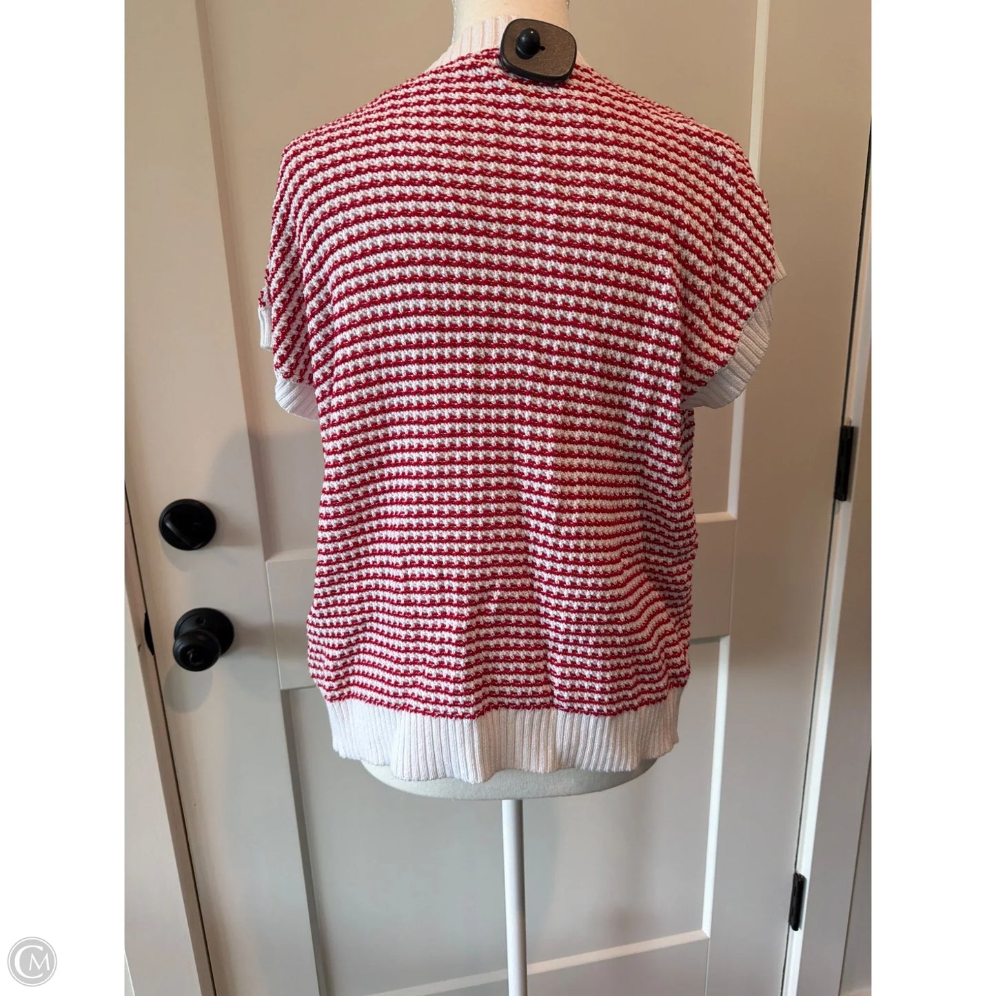 Sweater Short Sleeve By Prettygarden In Red & White, Size: S
