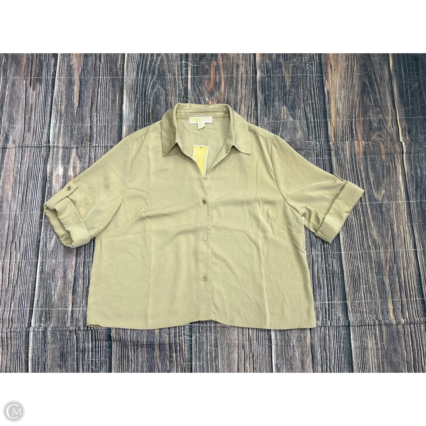 Top Short Sleeve Designer By Michael Kors In Tan, Size: L
