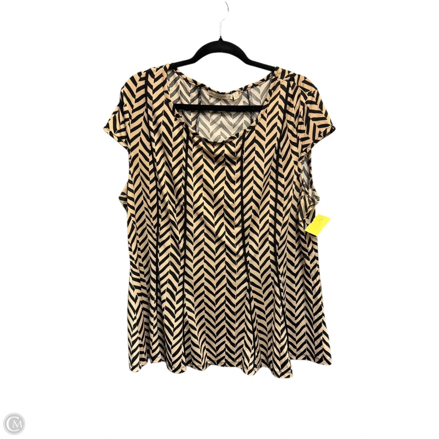 Blouse Sleeveless By Kasper In Black & Tan, Size: 2x