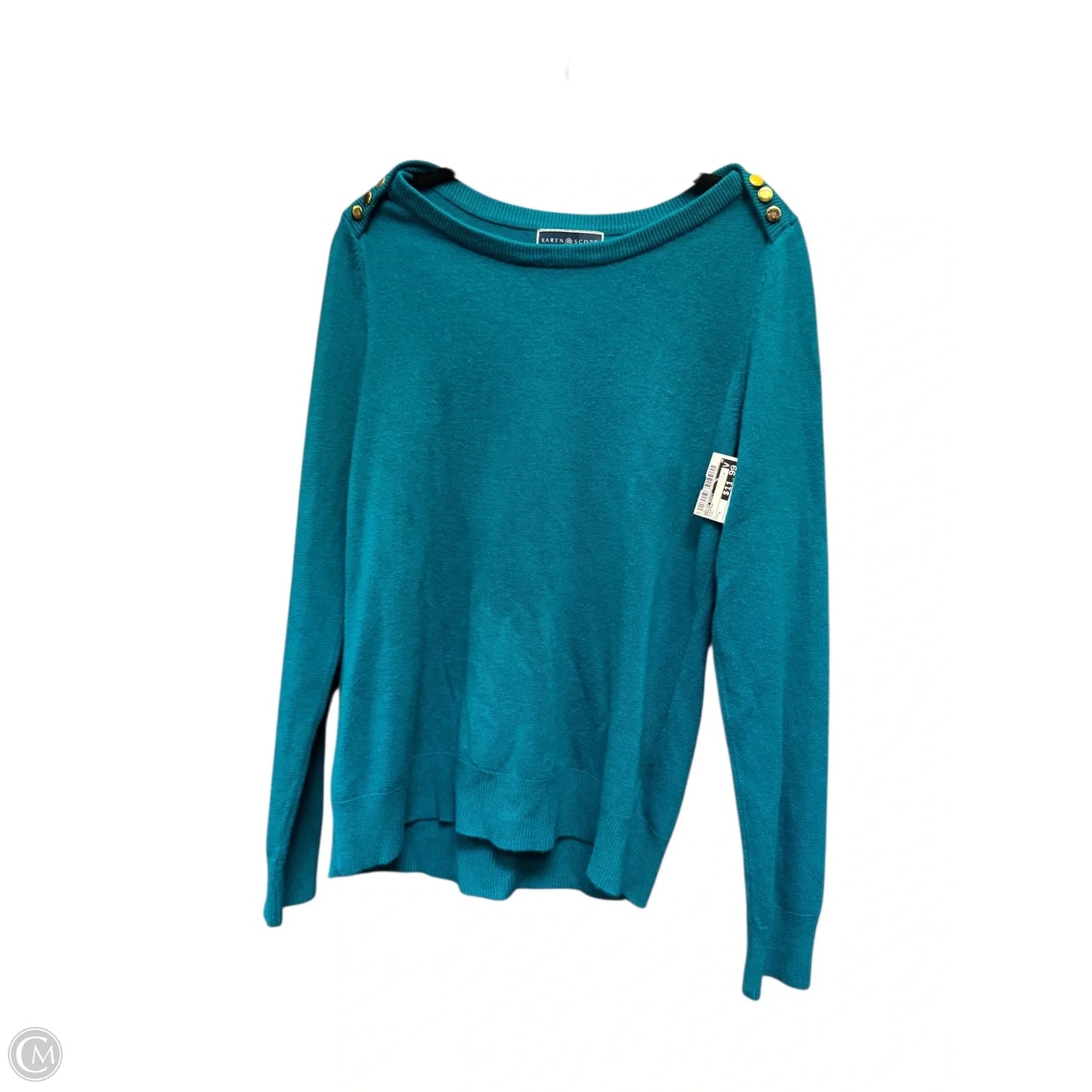 Sweater By Karen Scott In Teal, Size: L