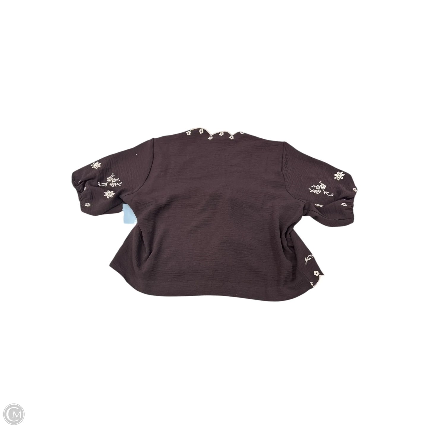 Blouse Short Sleeve By Adrianna Papell In Brown, Size: S