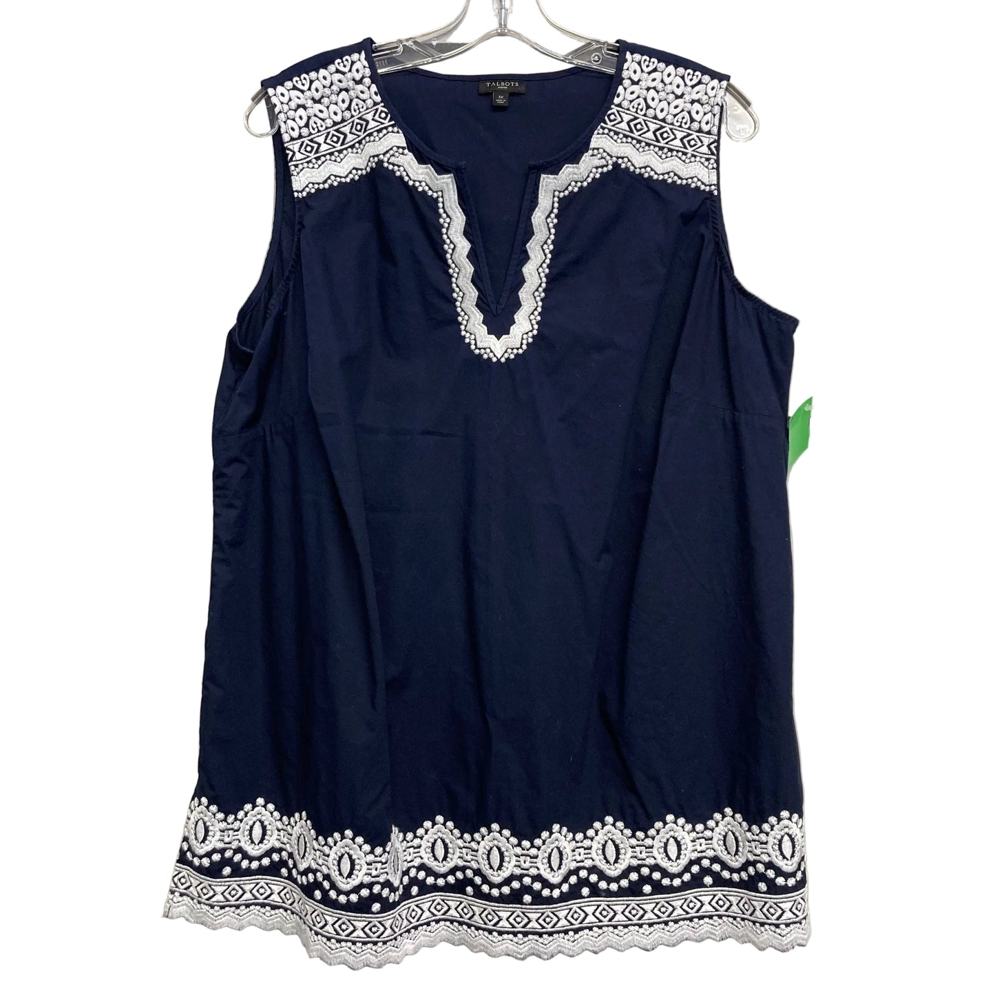 Top Sleeveless By Talbots In Navy, Size:1X