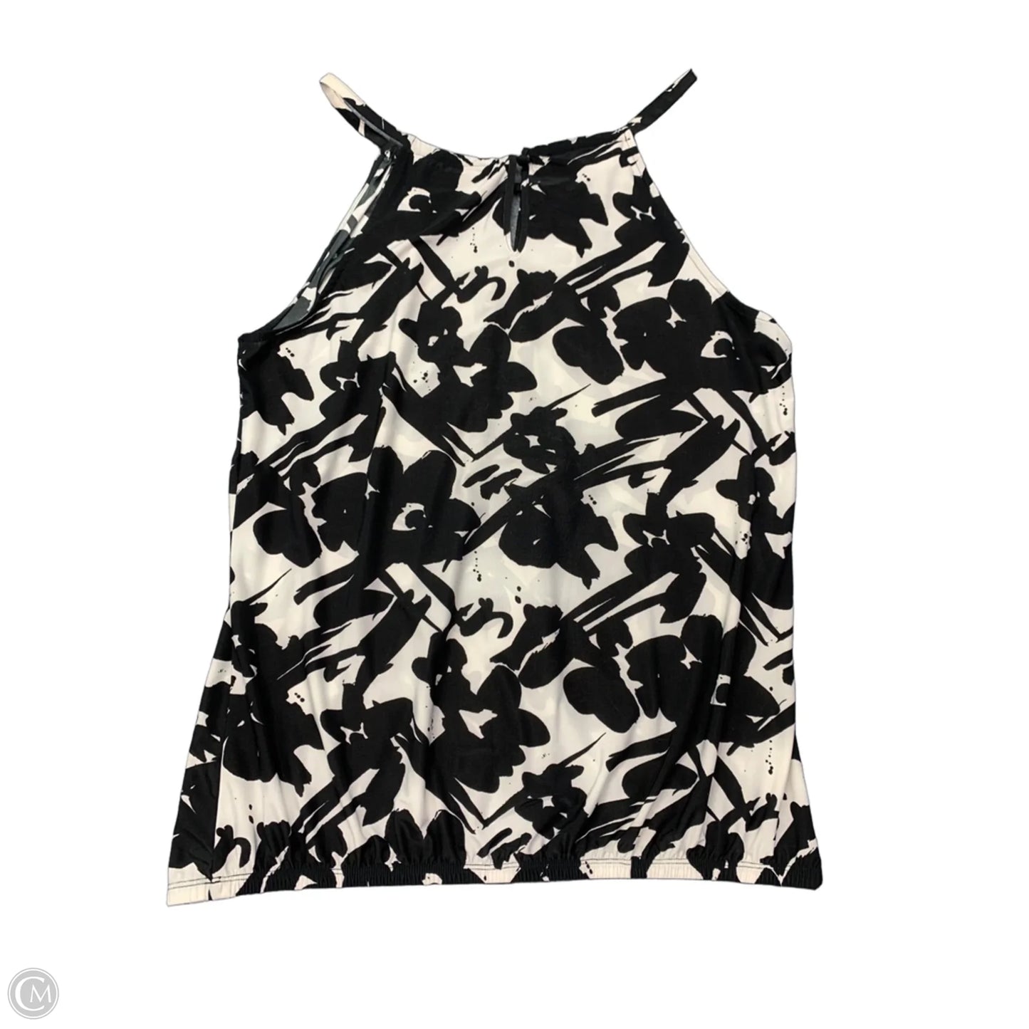 Blouse Short Sleeve By International Concepts In Black & Cream, Size: L