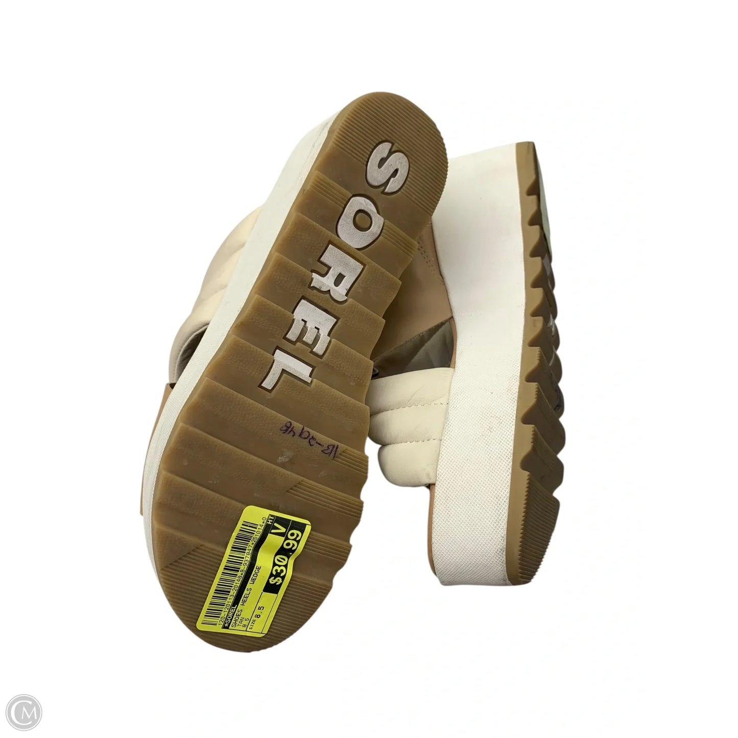 Shoes Heels Wedge By Sorel In Tan, Size: 8.5