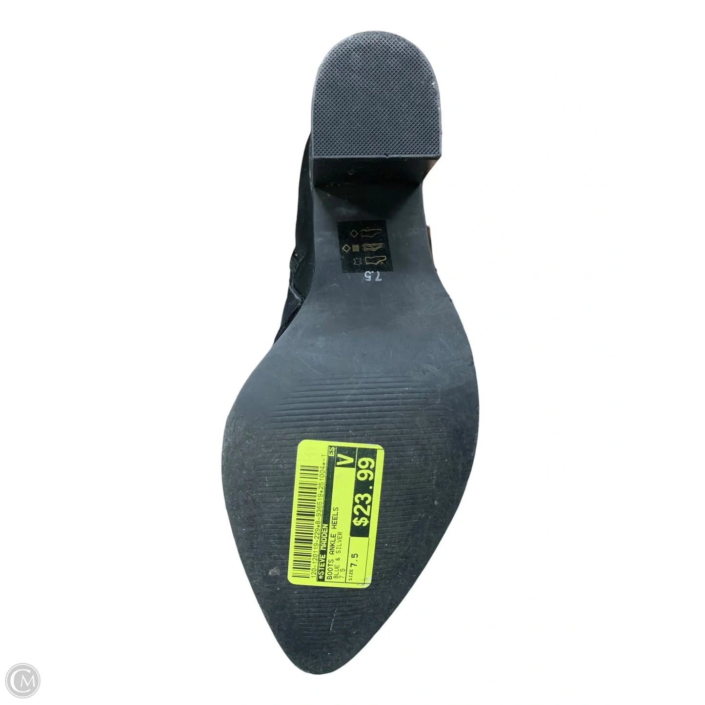 Boots Ankle Heels By Steve Madden In Blue & Silver, Size: 7.5