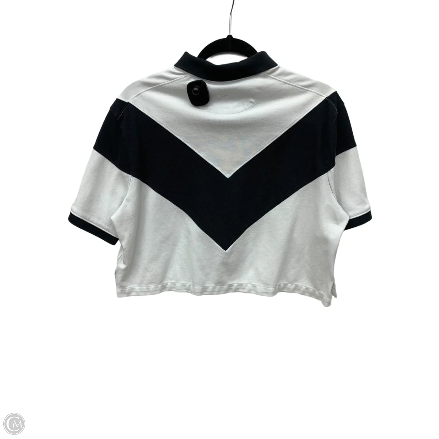 Athletic Top Short Sleeve By Nike In Black & White, Size: M