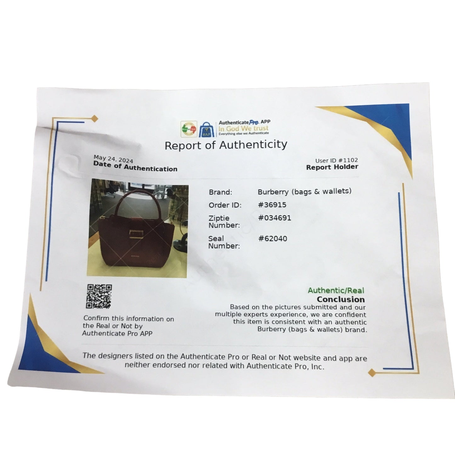 Handbag Luxury Designer By Burberry Size: Medium