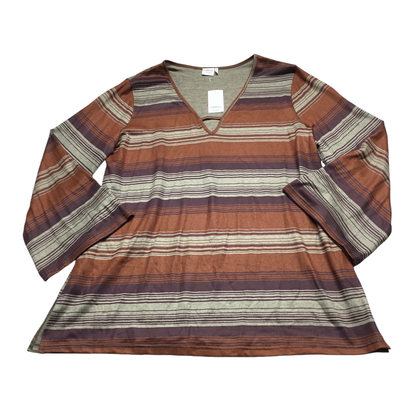 Top Long Sleeve By Suzanne Betro In Striped Pattern, Size: 1x