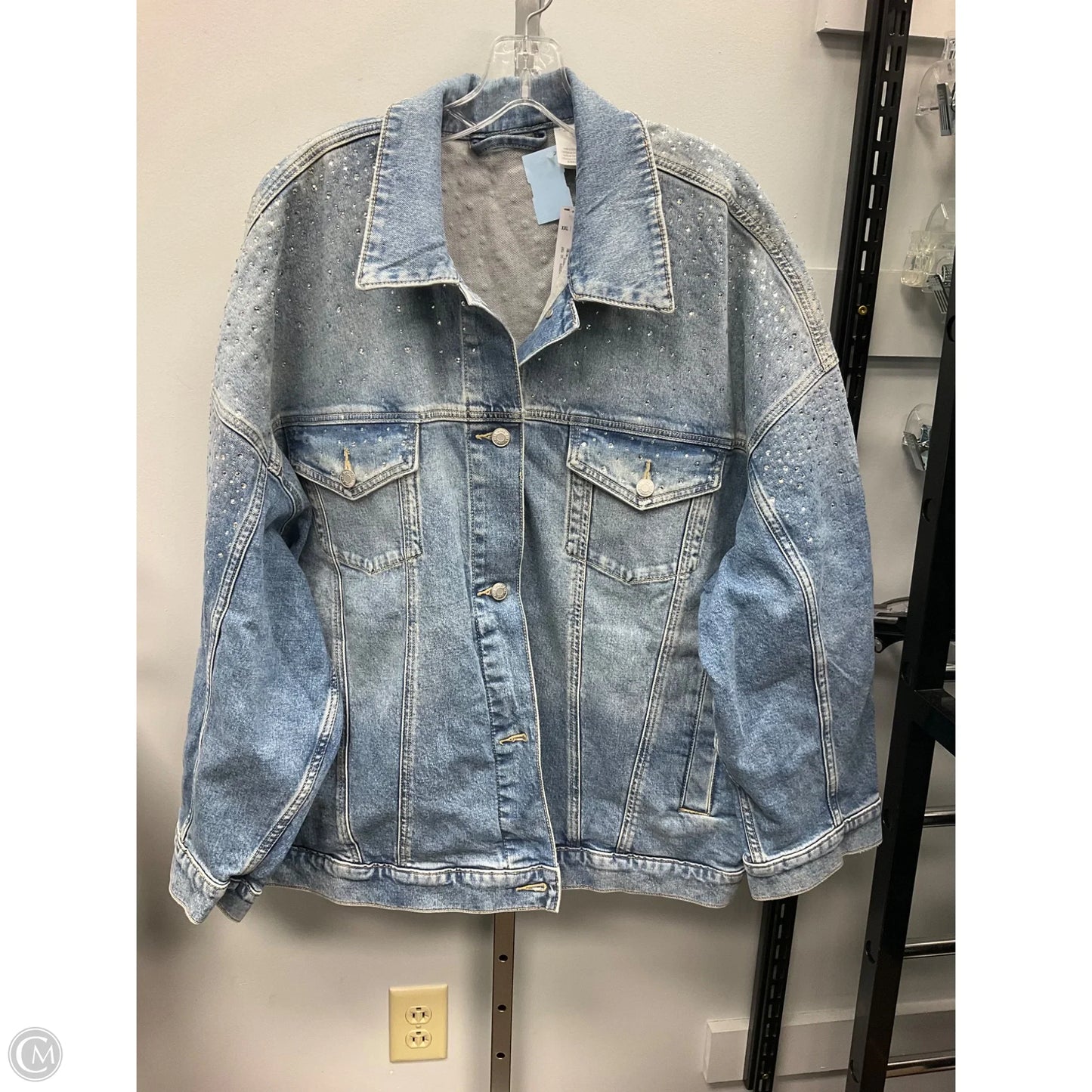 Jacket Denim By Pink In Blue Denim, Size: Xxl