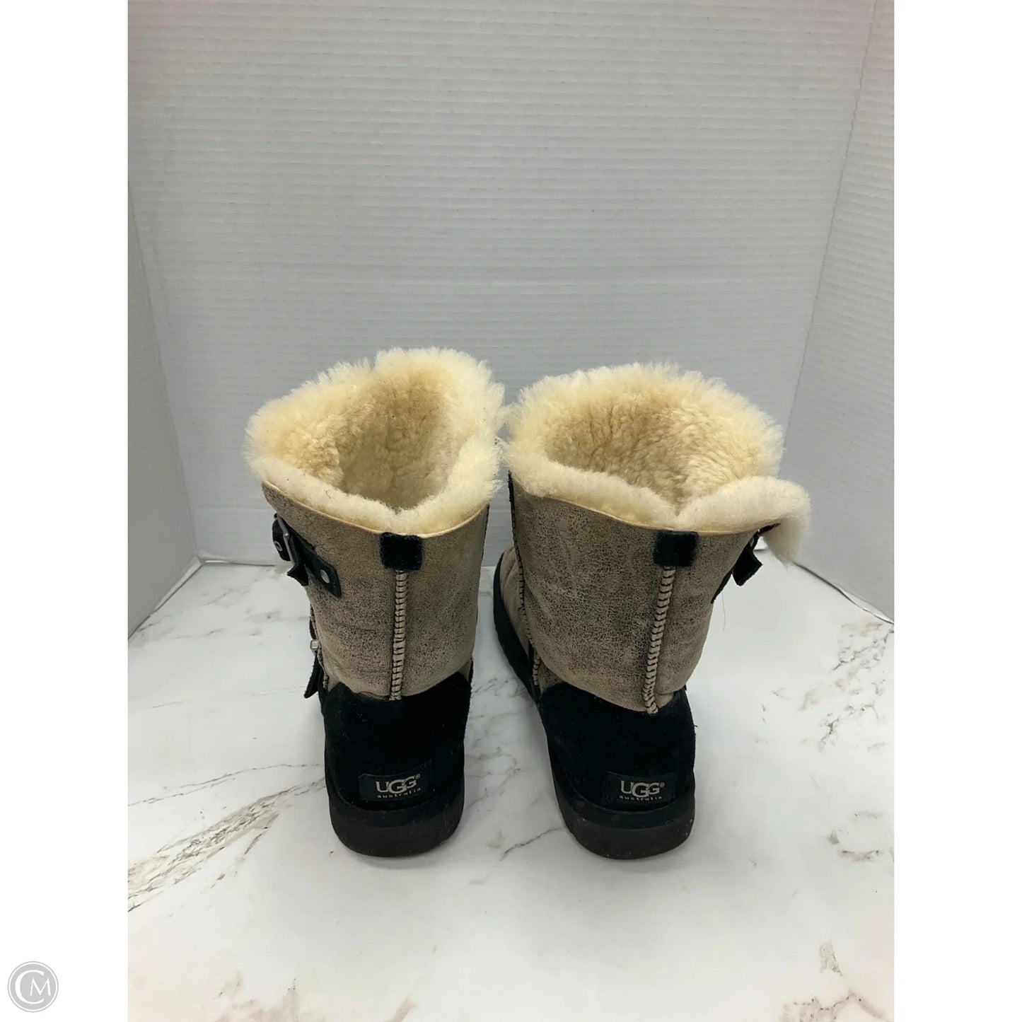 Boots Designer By Ugg In Black & Grey, Size: 9