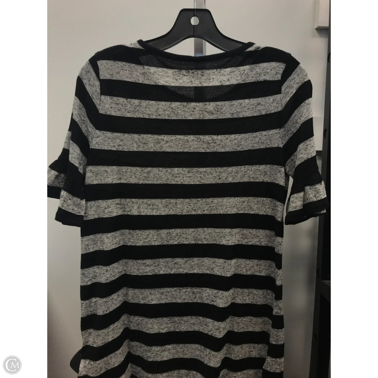 Top Short Sleeve By Loft In Black & Grey, Size: Xs