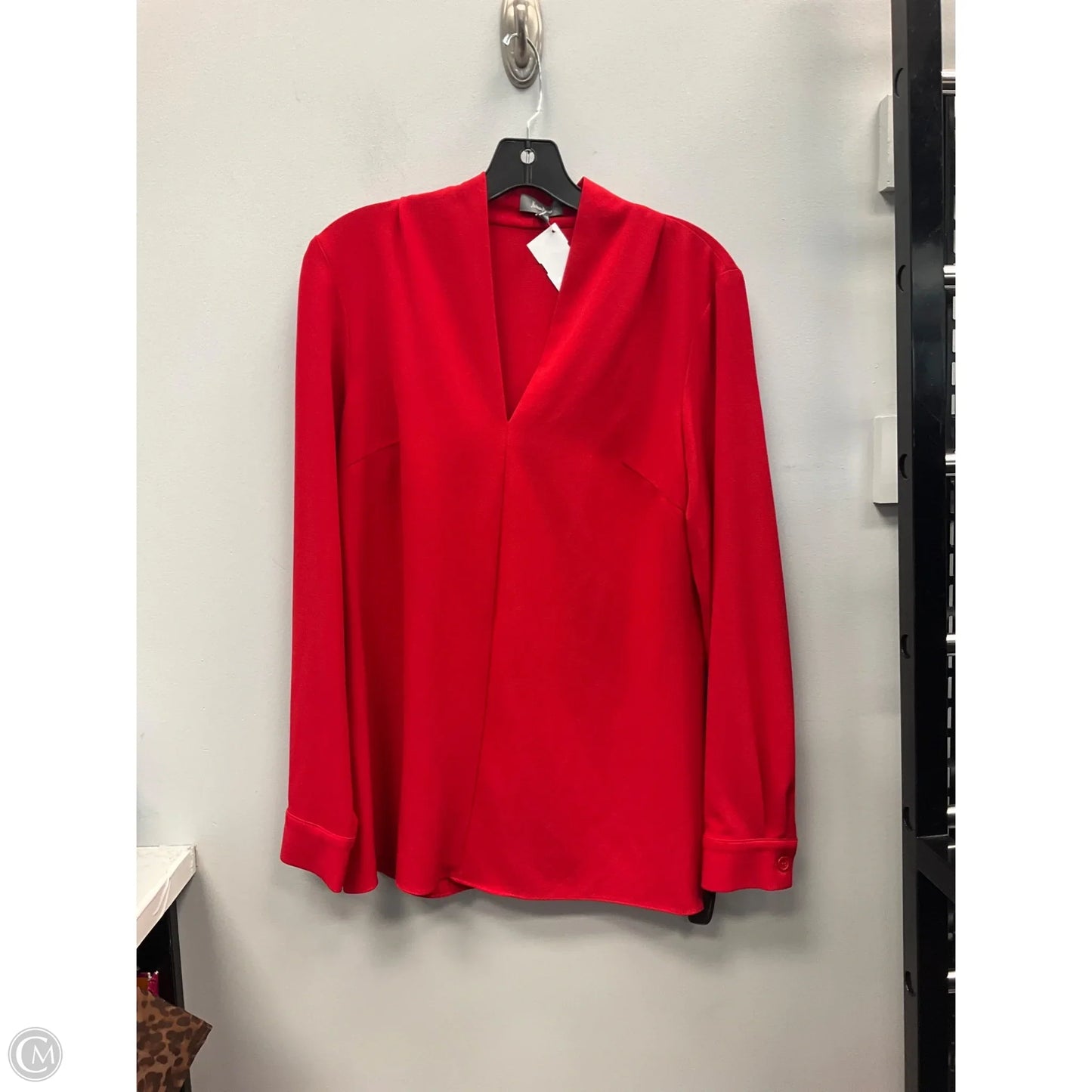 Top Long Sleeve Designer By Neiman Marcus In Red, Size: M