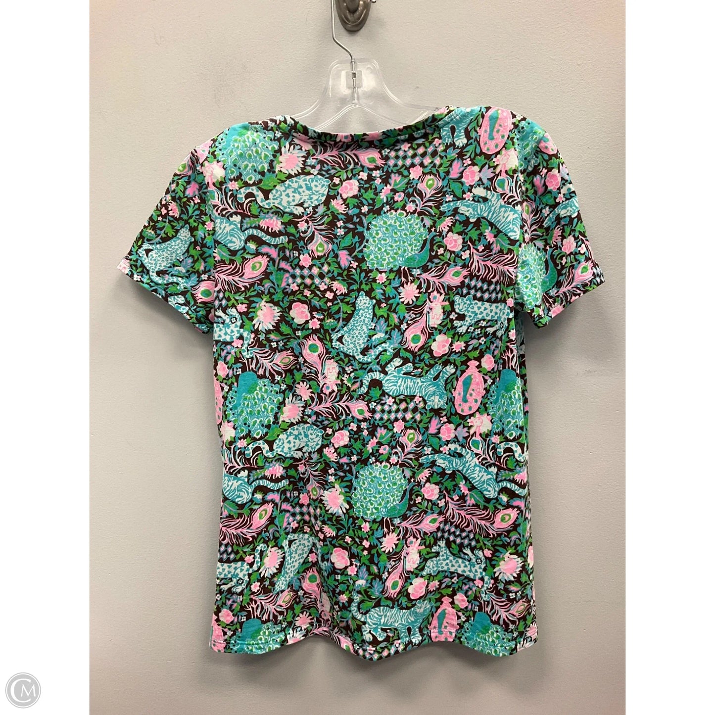 Top Short Sleeve Designer By Lilly Pulitzer In Blue & Brown, Size: Xxs