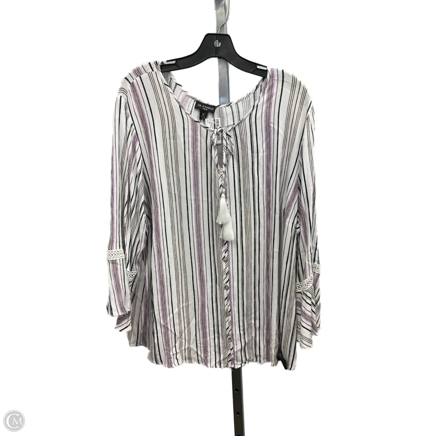 Top 3/4 Sleeve By I.N. Studio In Striped Pattern, Size: 3x