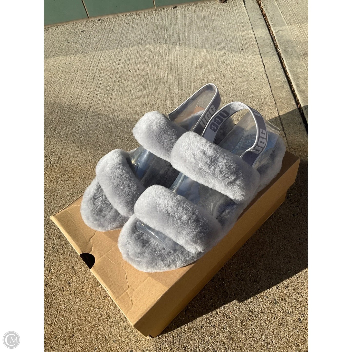 Slippers Designer By Ugg In Grey, Size: 11