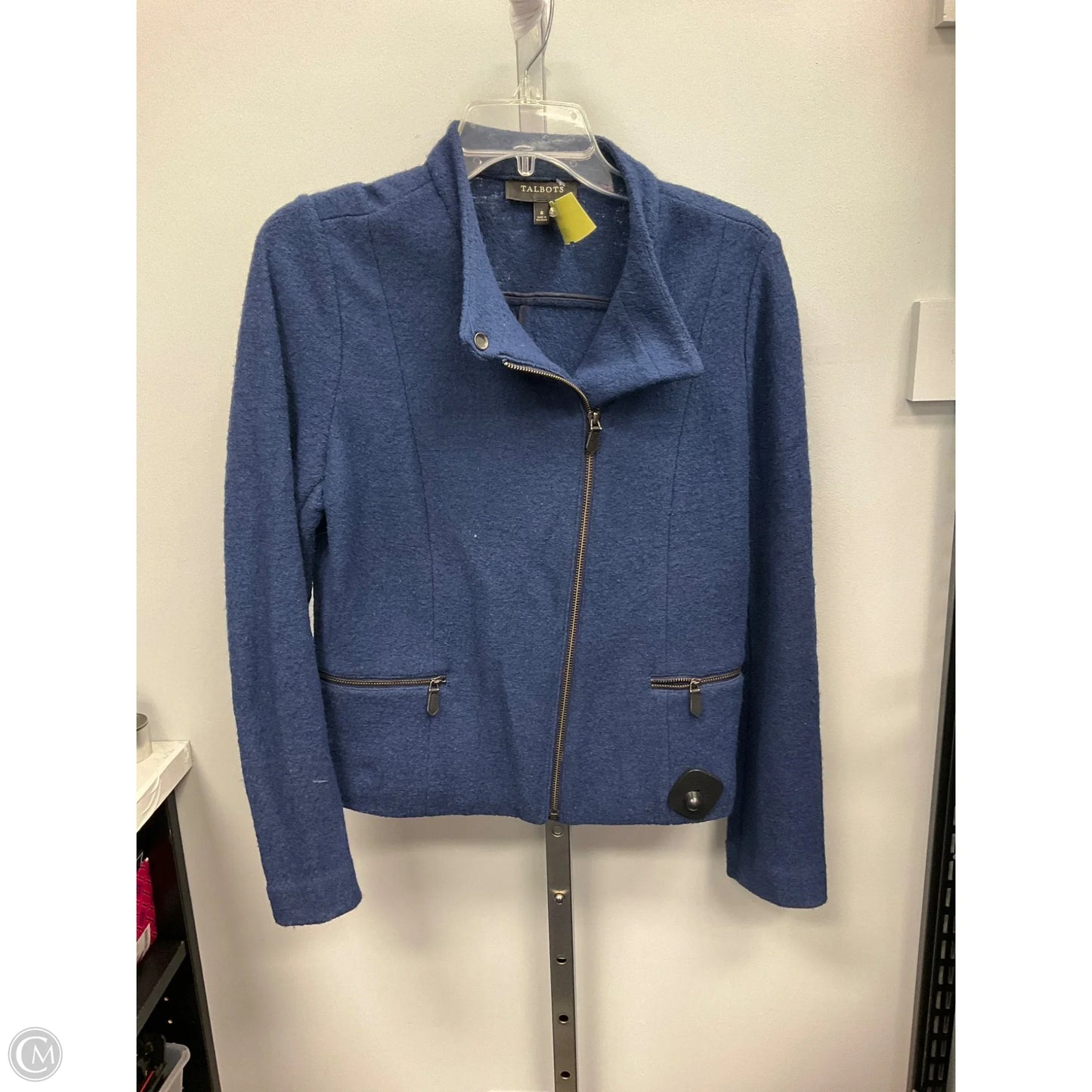 Jacket Moto By Talbots In Navy, Size: 6