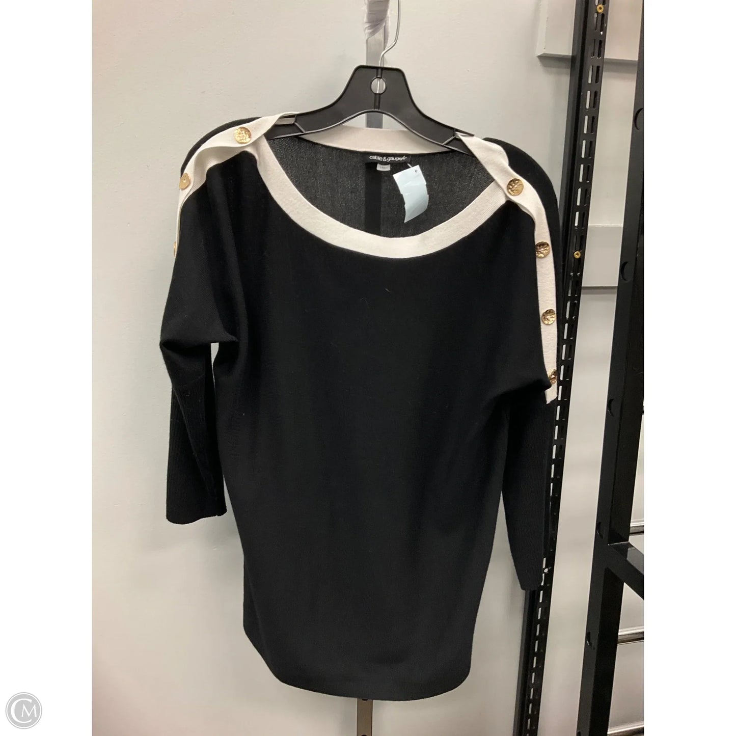 Sweater By Cable And Gauge In Black & White, Size: S