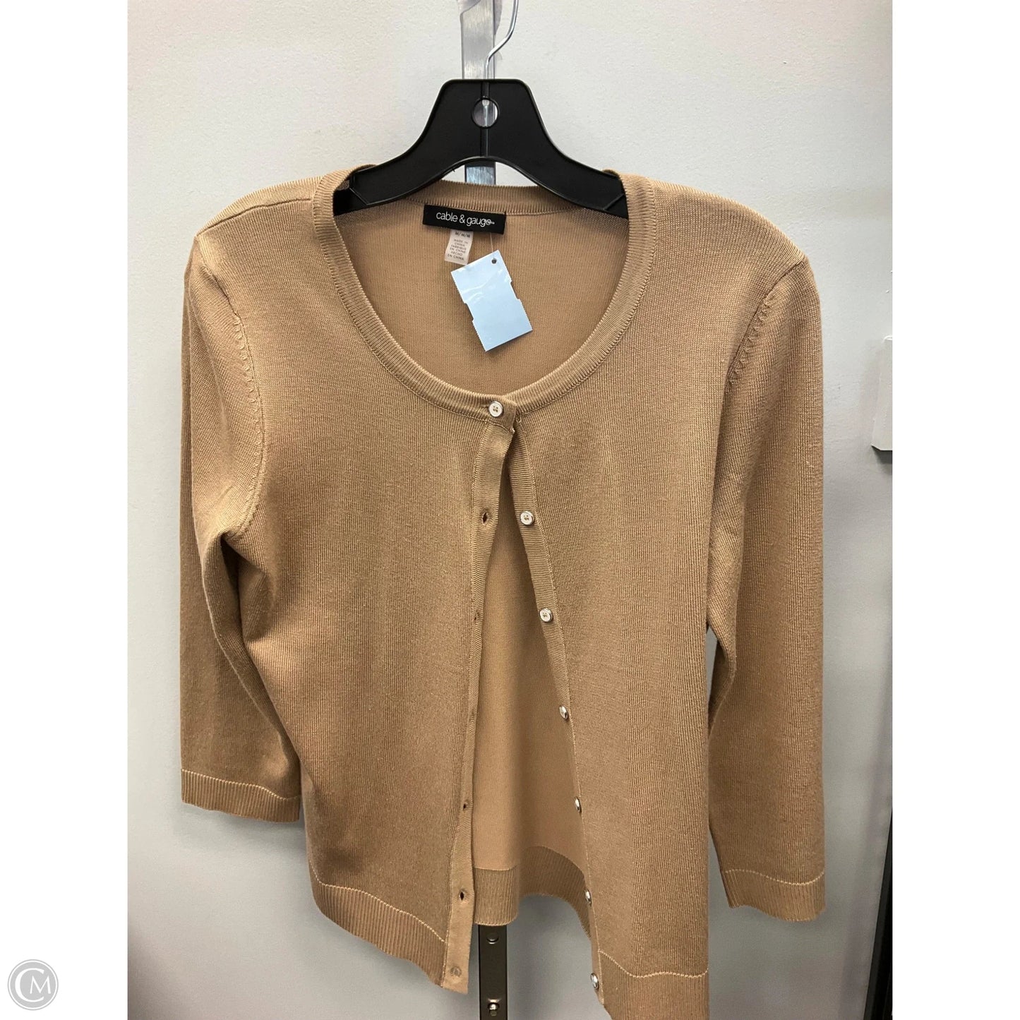 Sweater Cardigan By Cable And Gauge In Tan, Size: M