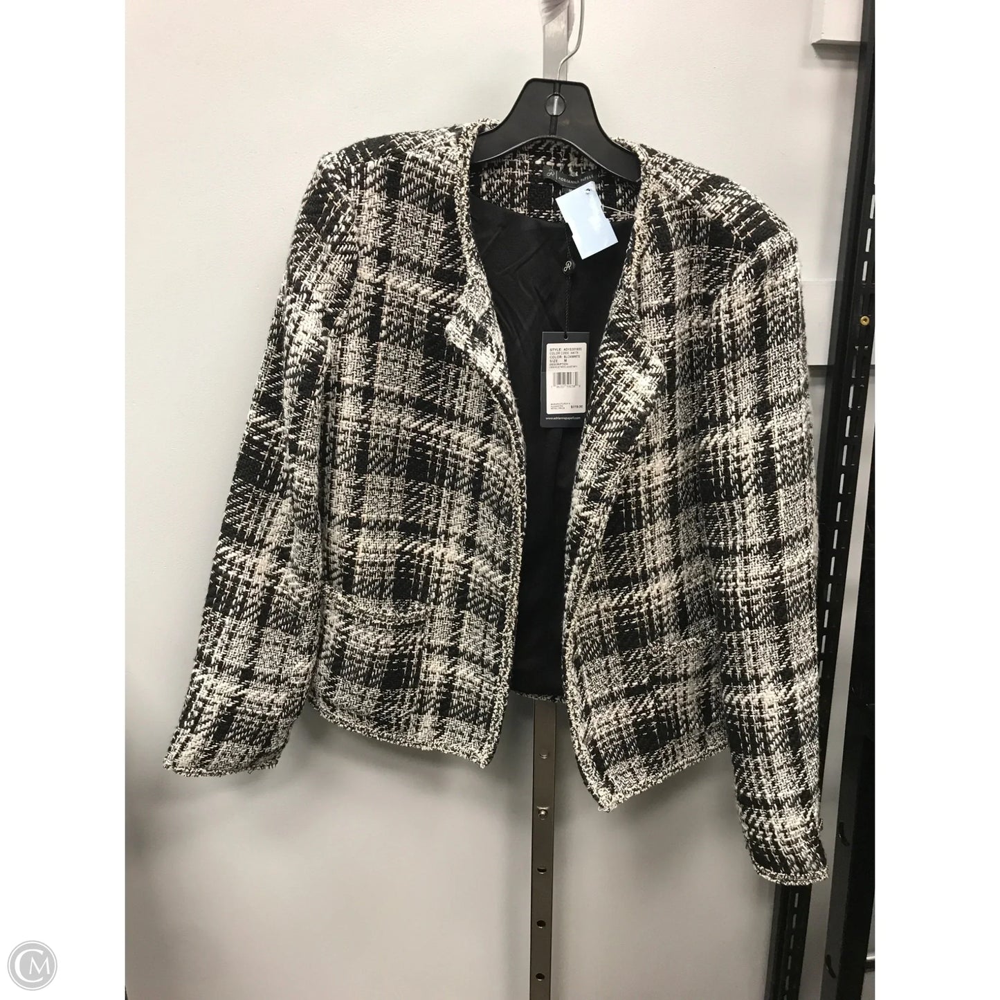 Blazer By Adrianna Papell In Black & White, Size: M