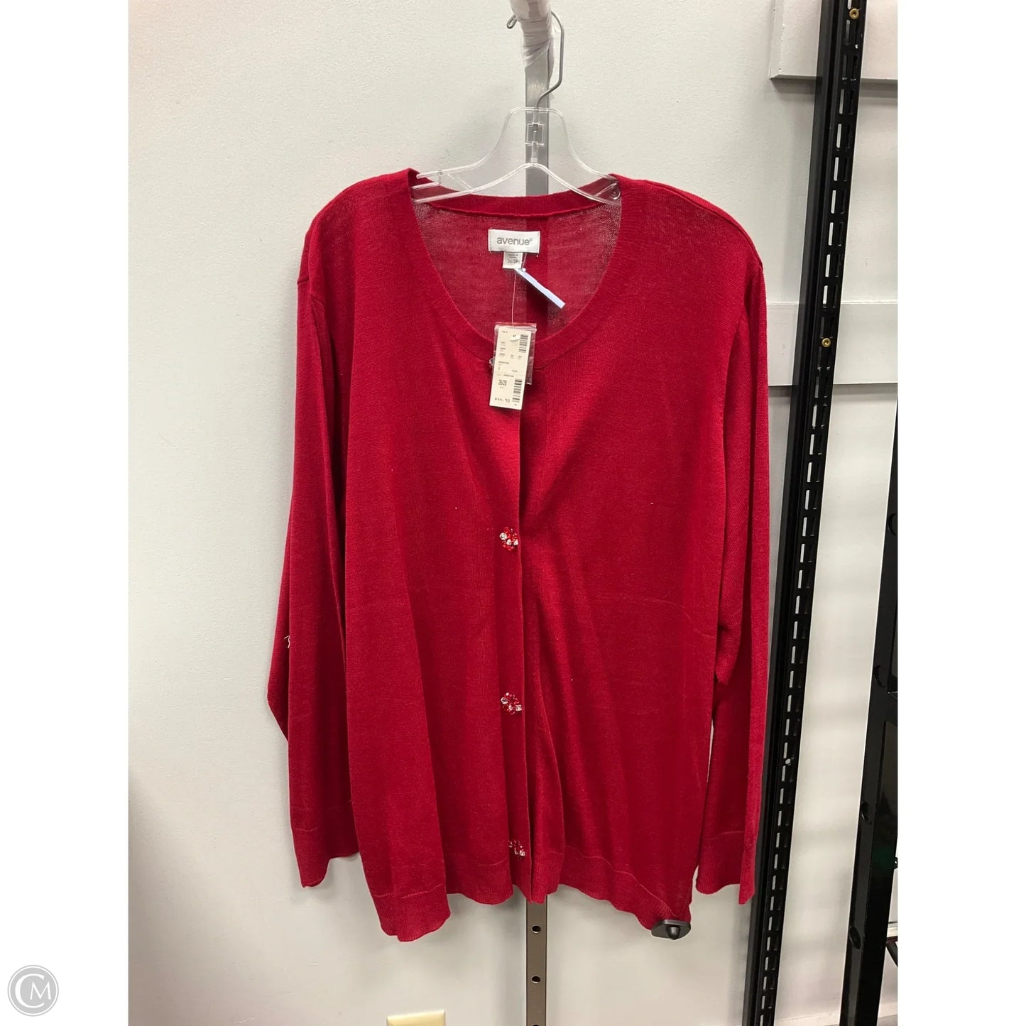 Sweater Cardigan By Avenue In Red, Size: 3x