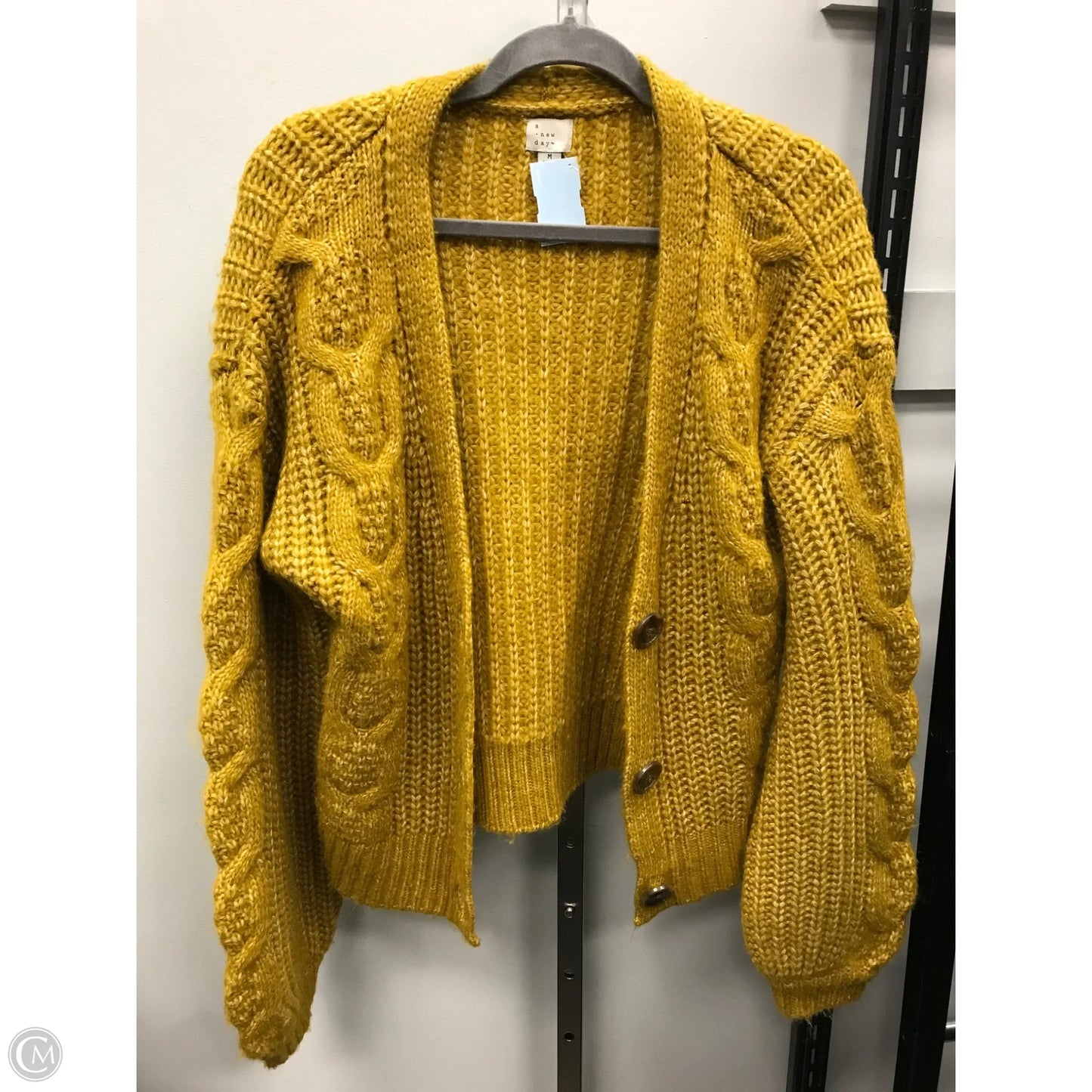 Sweater Cardigan By A New Day In Yellow, Size: M