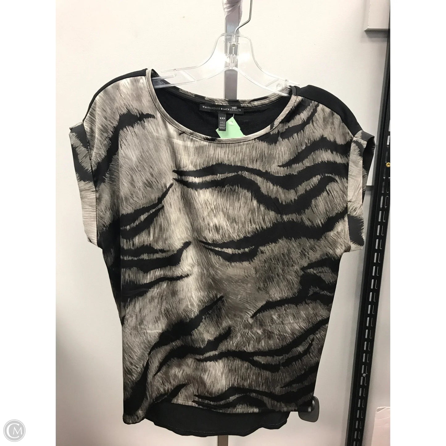 Top Short Sleeve By White House Black Market In Black & Grey, Size: Xxs