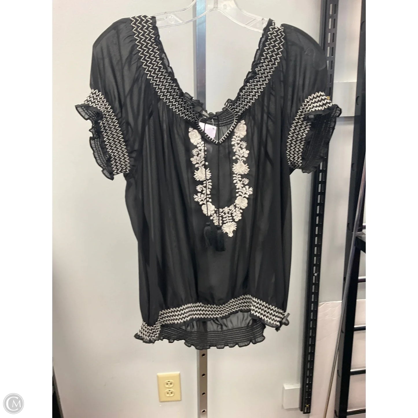 Top Short Sleeve By Marks & Spencer In Black, Size: L