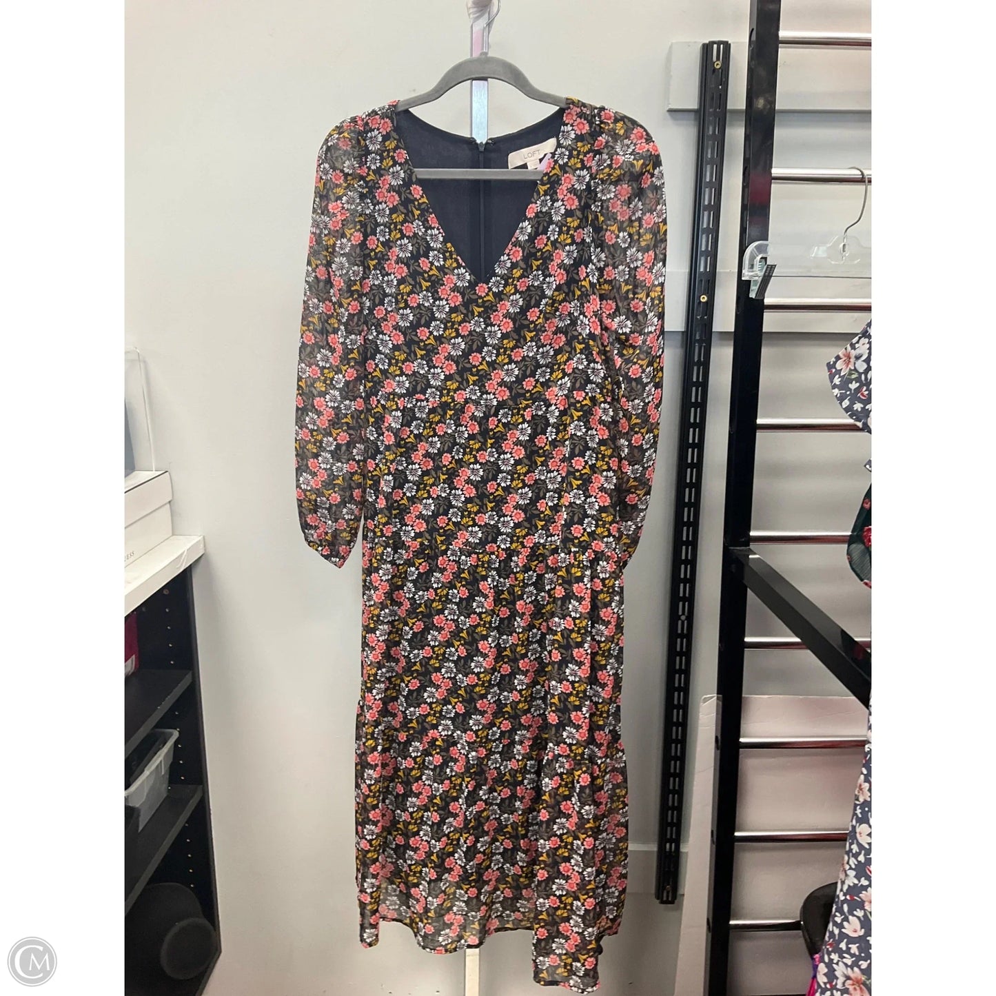 Dress Casual Midi By Loft In Floral Print, Size: 4
