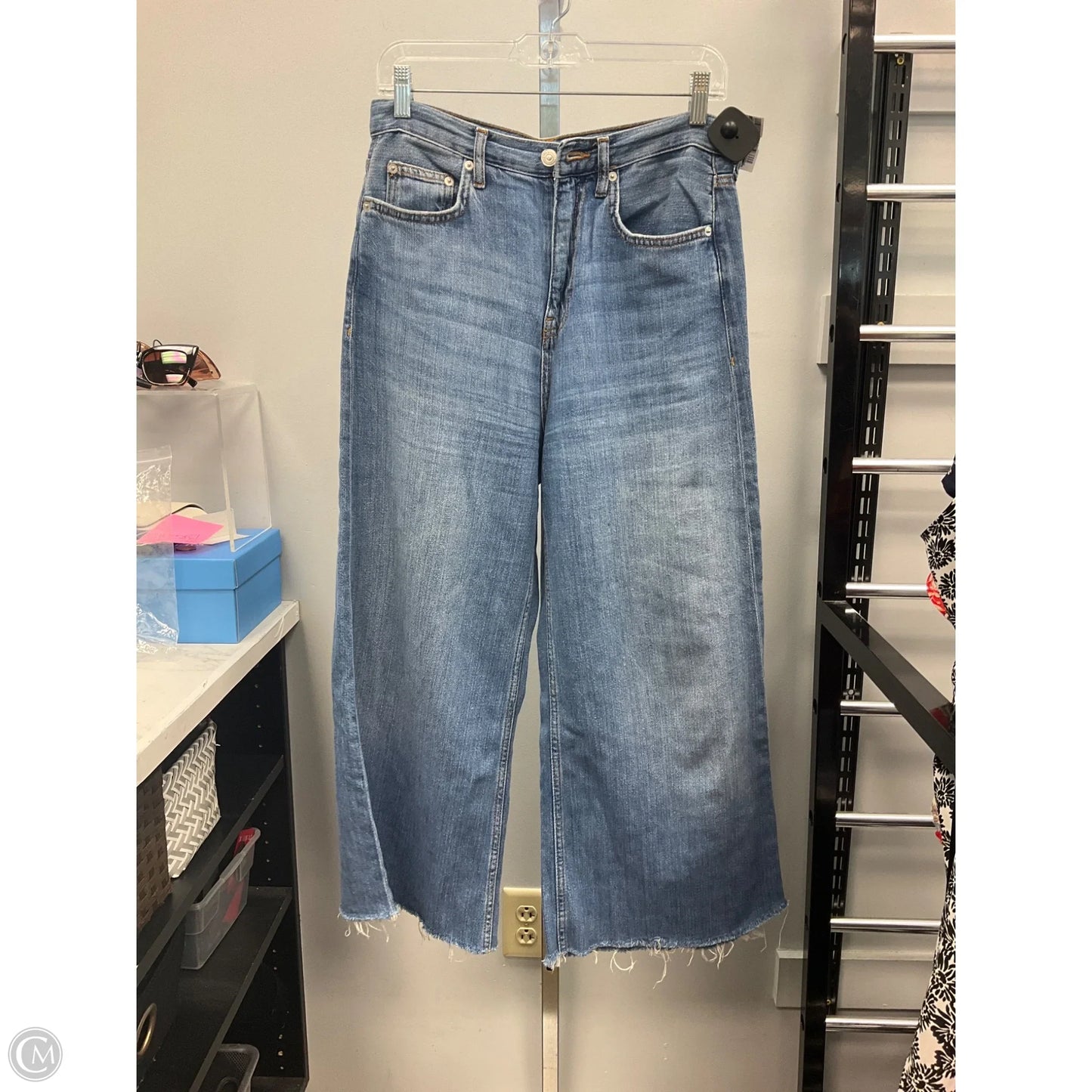 Jeans Wide Leg By Zara Women In Blue Denim, Size: 4