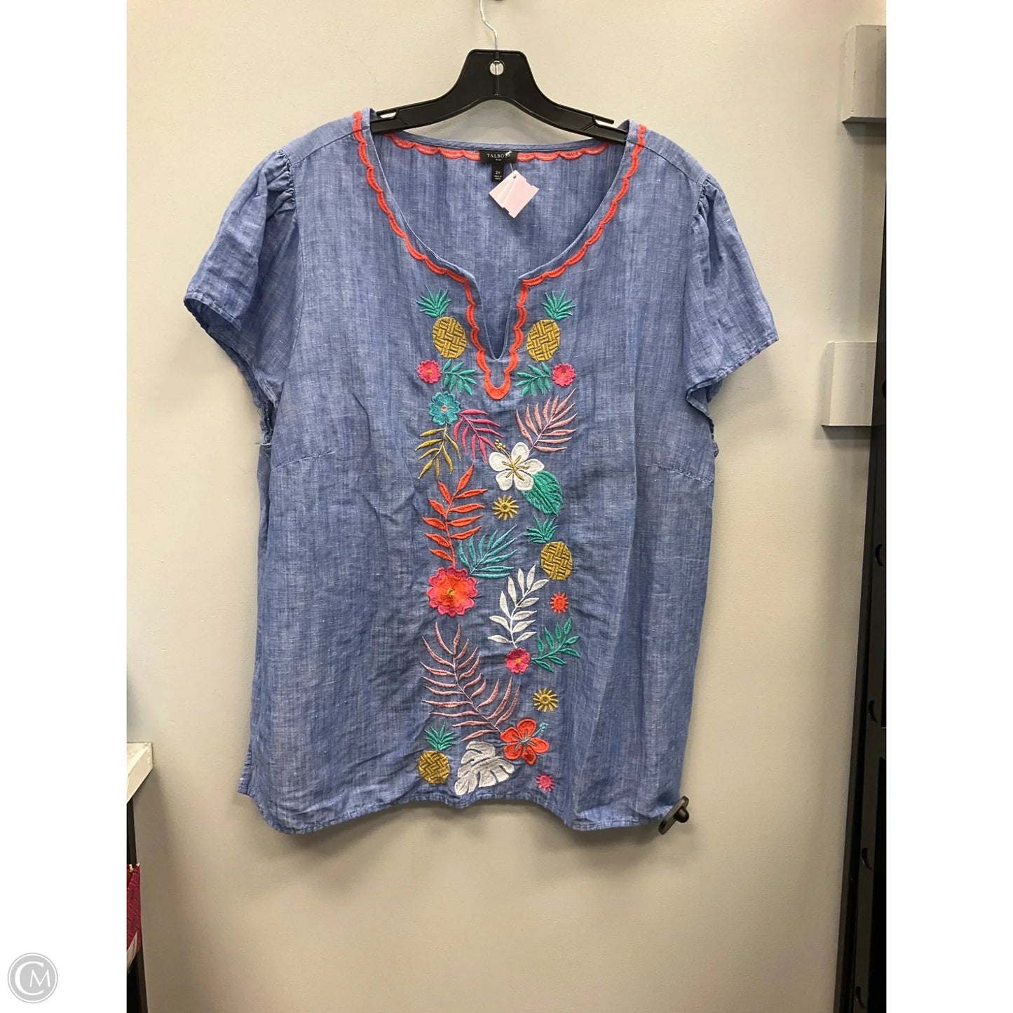Top Short Sleeve By Talbots In Blue, Size: 2x