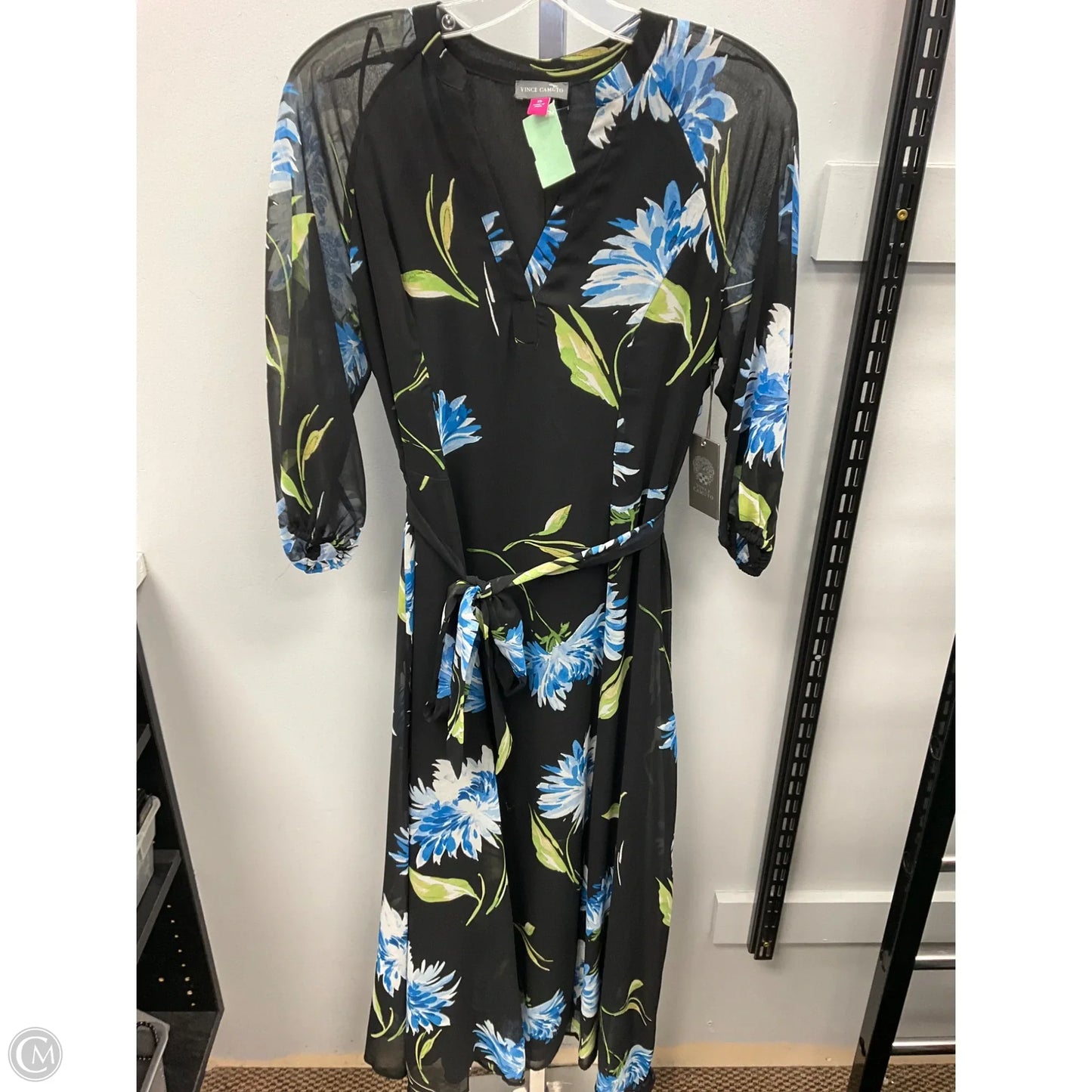 Dress Casual Midi By Vince Camuto In Black & Blue, Size: Xs