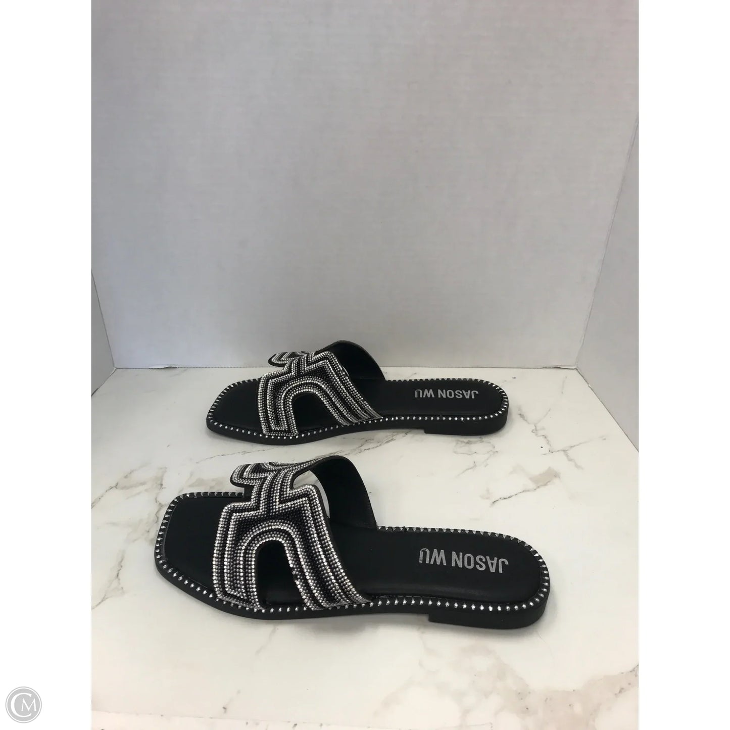 Sandals Designer By Jason Wu In Black & Silver, Size: 10