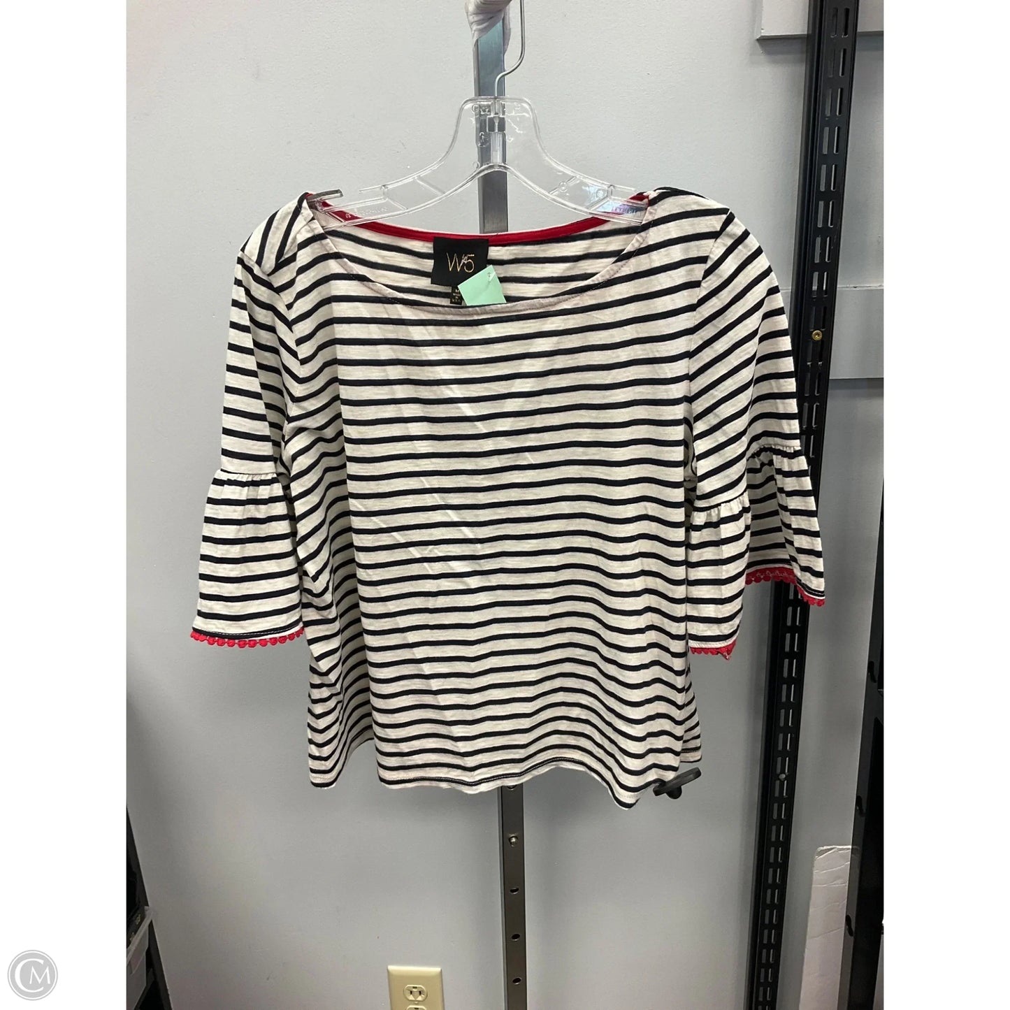 Top Short Sleeve By W5 In Striped Pattern, Size: M