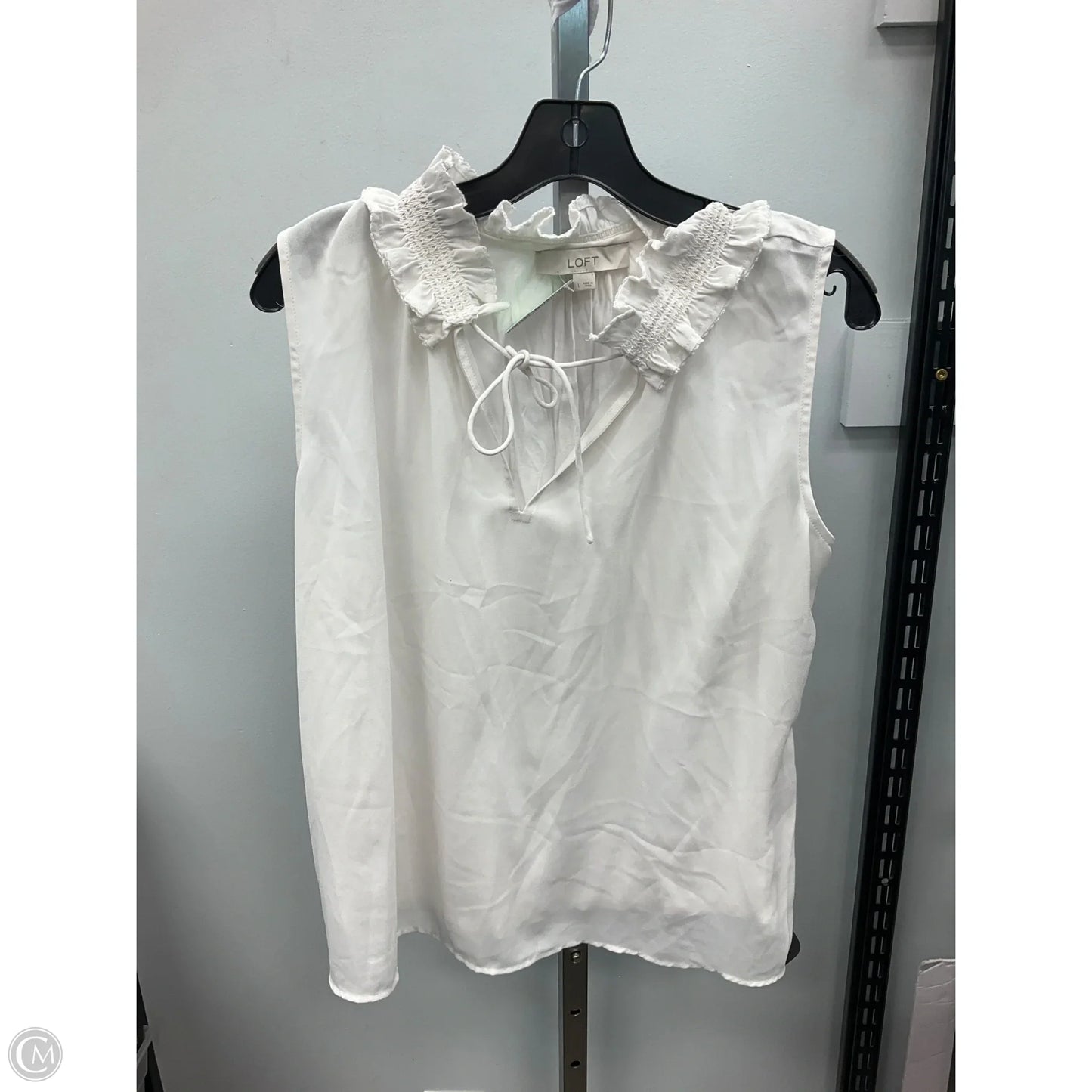 Top Sleeveless By Loft In White, Size: L