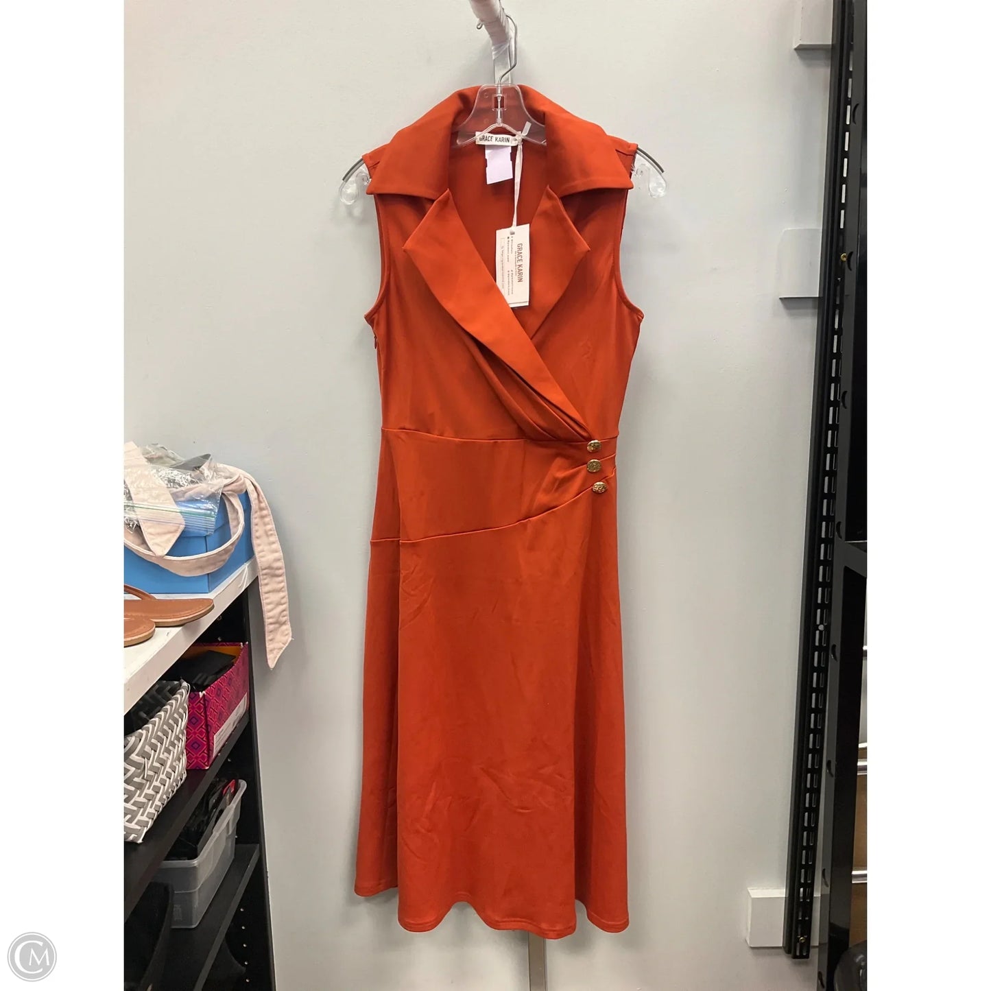 Dress Casual Midi By Grace Karin In Orange, Size: S
