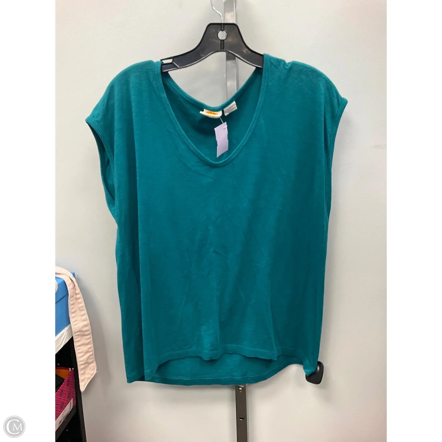 Top Short Sleeve Basic By C And C In Teal, Size: M