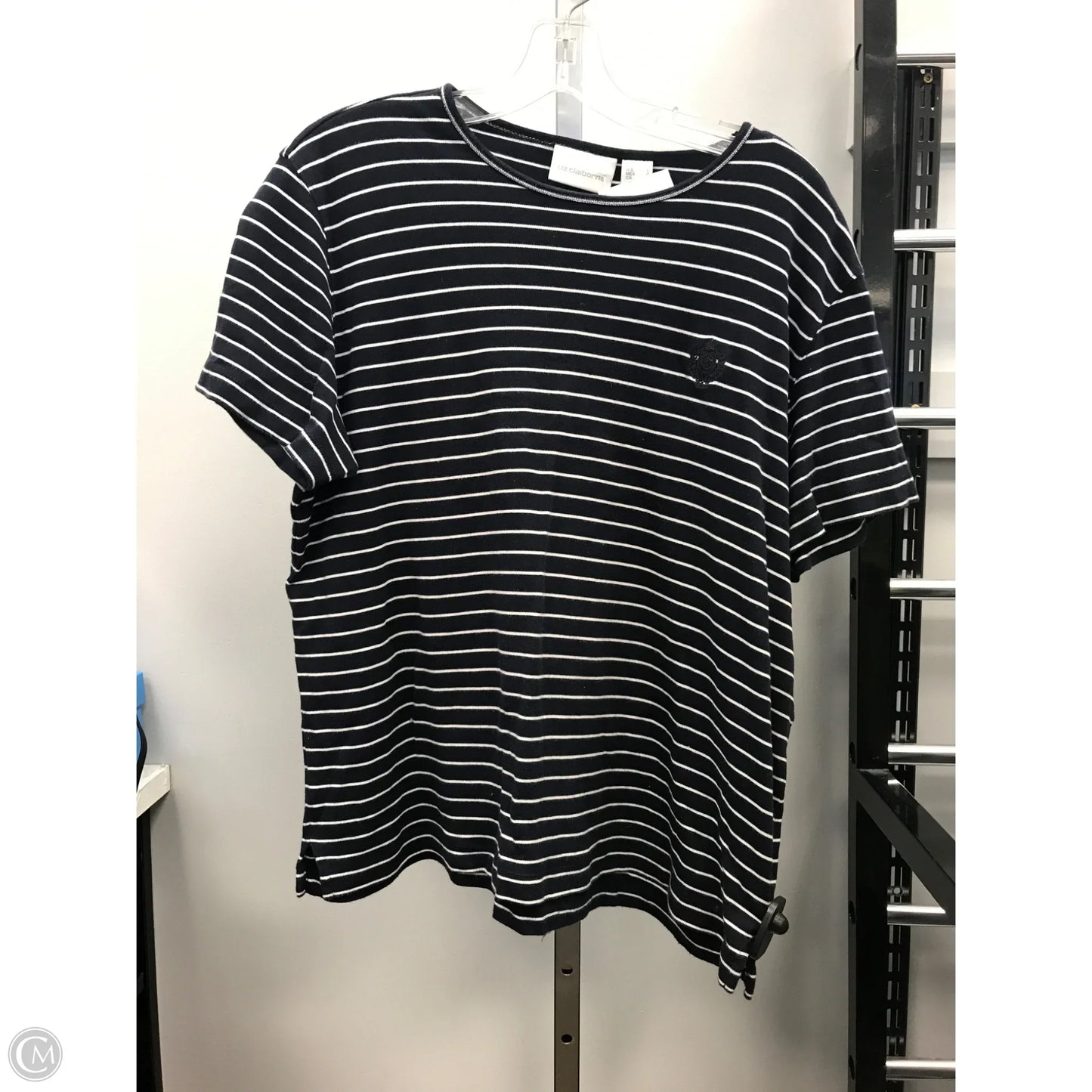 Top Short Sleeve By Liz Claiborne In Striped Pattern, Size: L
