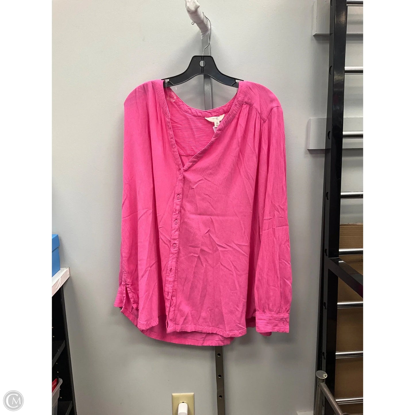 Top Long Sleeve By Terra & Sky In Pink, Size: Xl