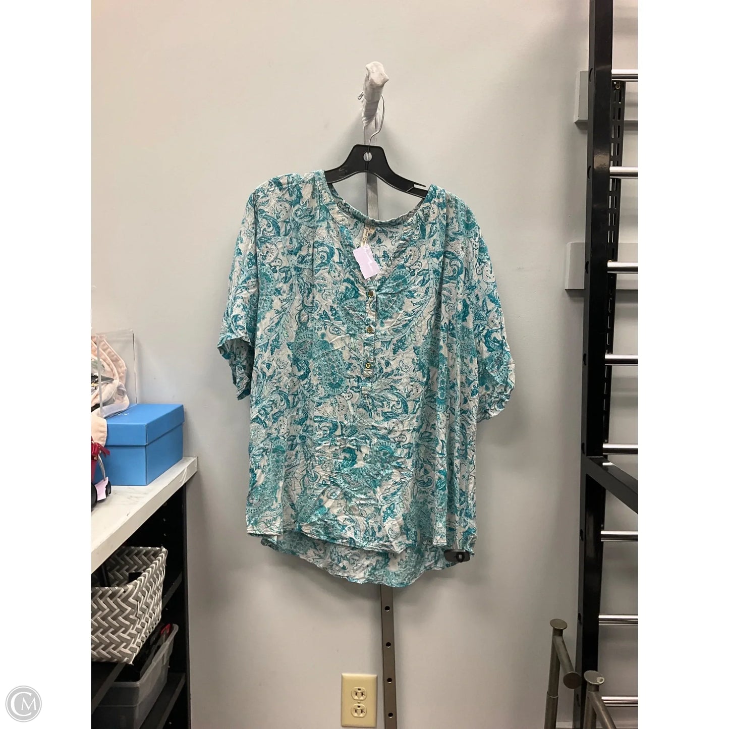 Top Short Sleeve By Grand And Greene In Paisley Print, Size: 3x