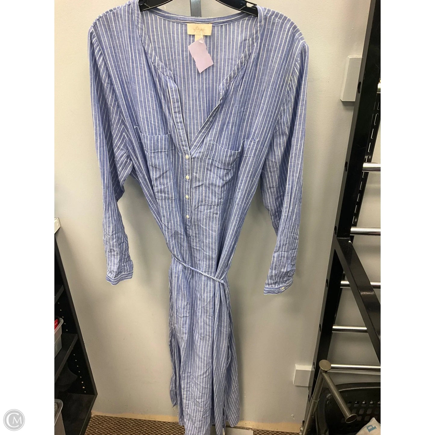 Dress Casual Midi By Love In Blue & White, Size: L