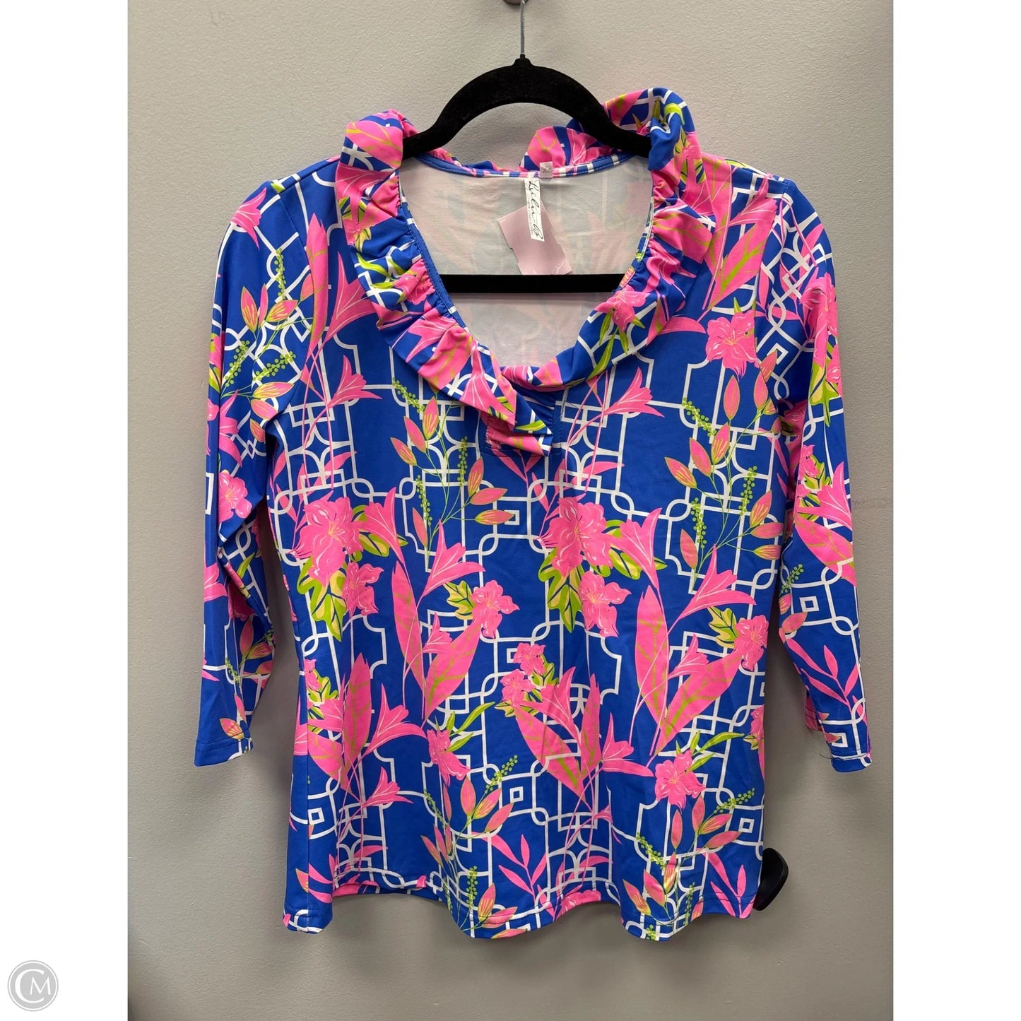 Top Long Sleeve By Lulu B In Blue & Pink, Size: Xs