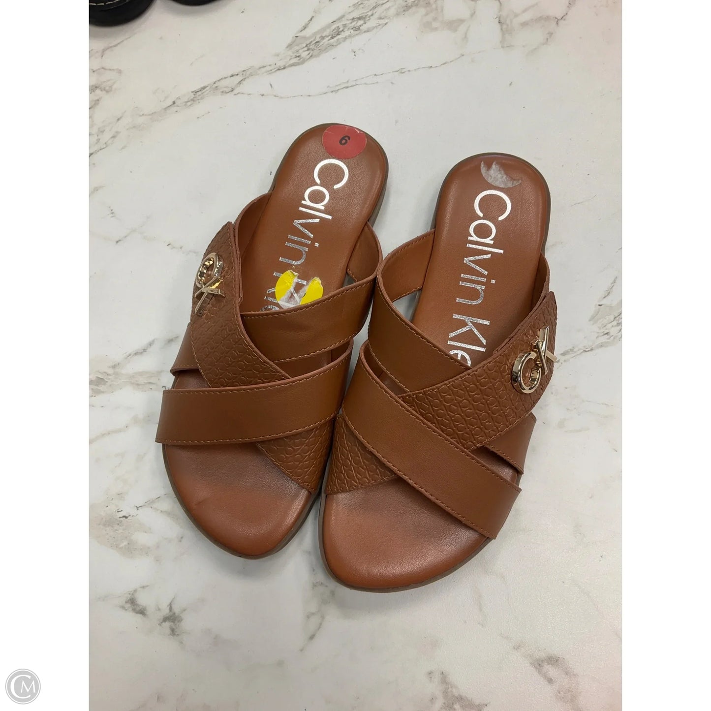 Sandals Flats By Calvin Klein In Tan, Size: 6