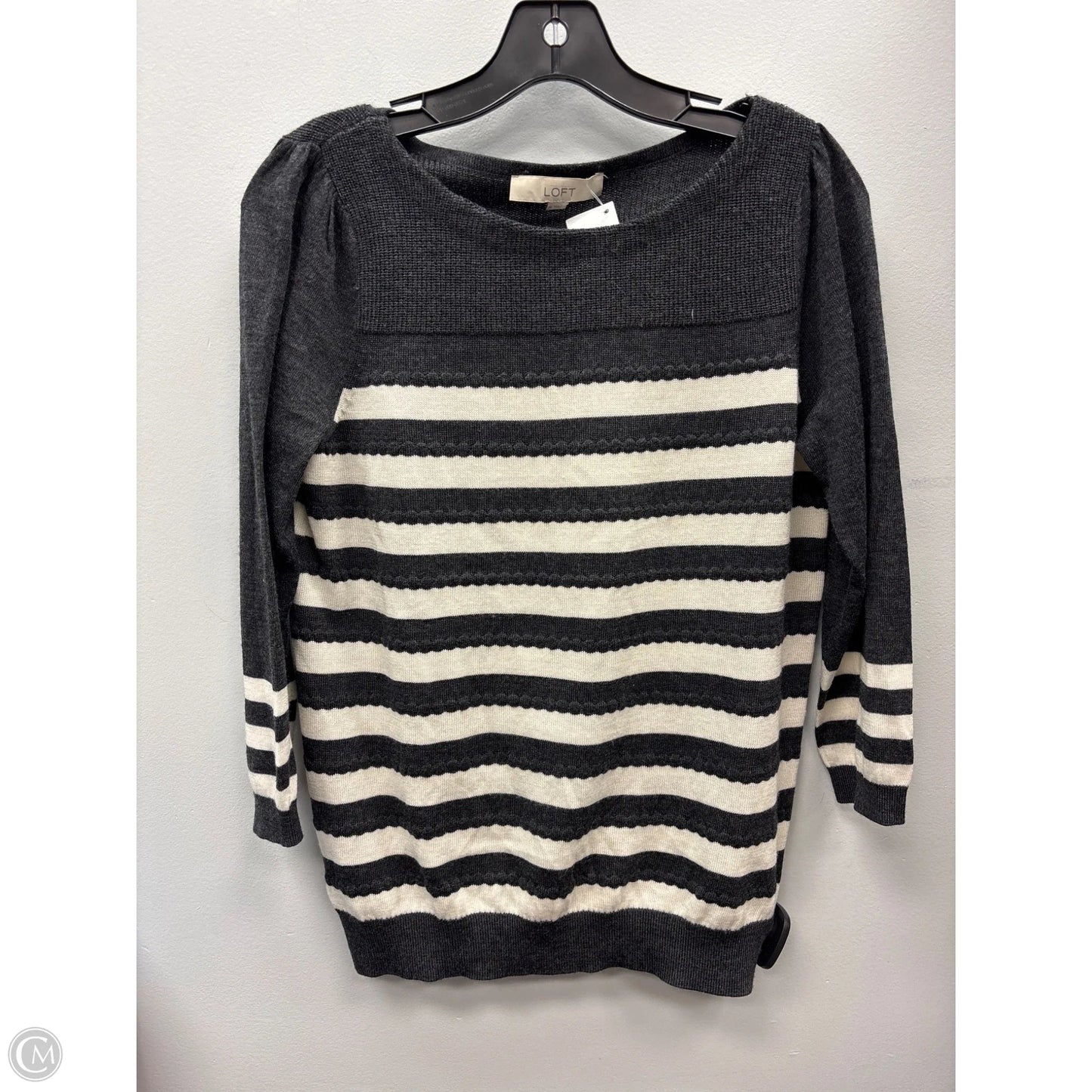 Sweater By Loft In Grey & White, Size: M