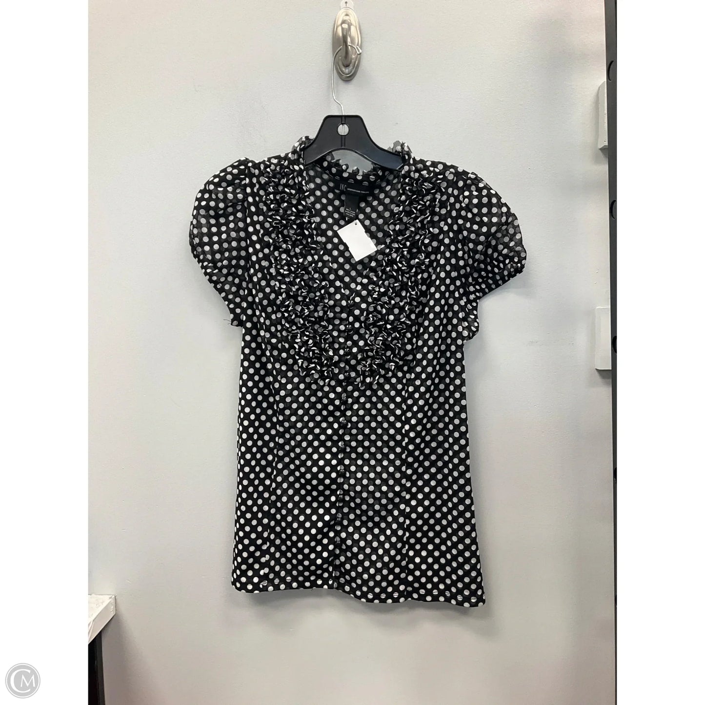 Top Short Sleeve By Inc In Polkadot Pattern, Size: L