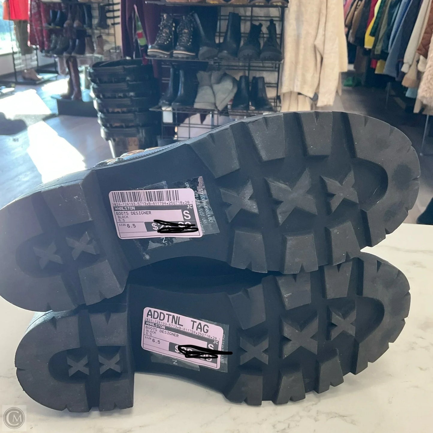 Boots Designer By Halston In Black, Size: 6.5