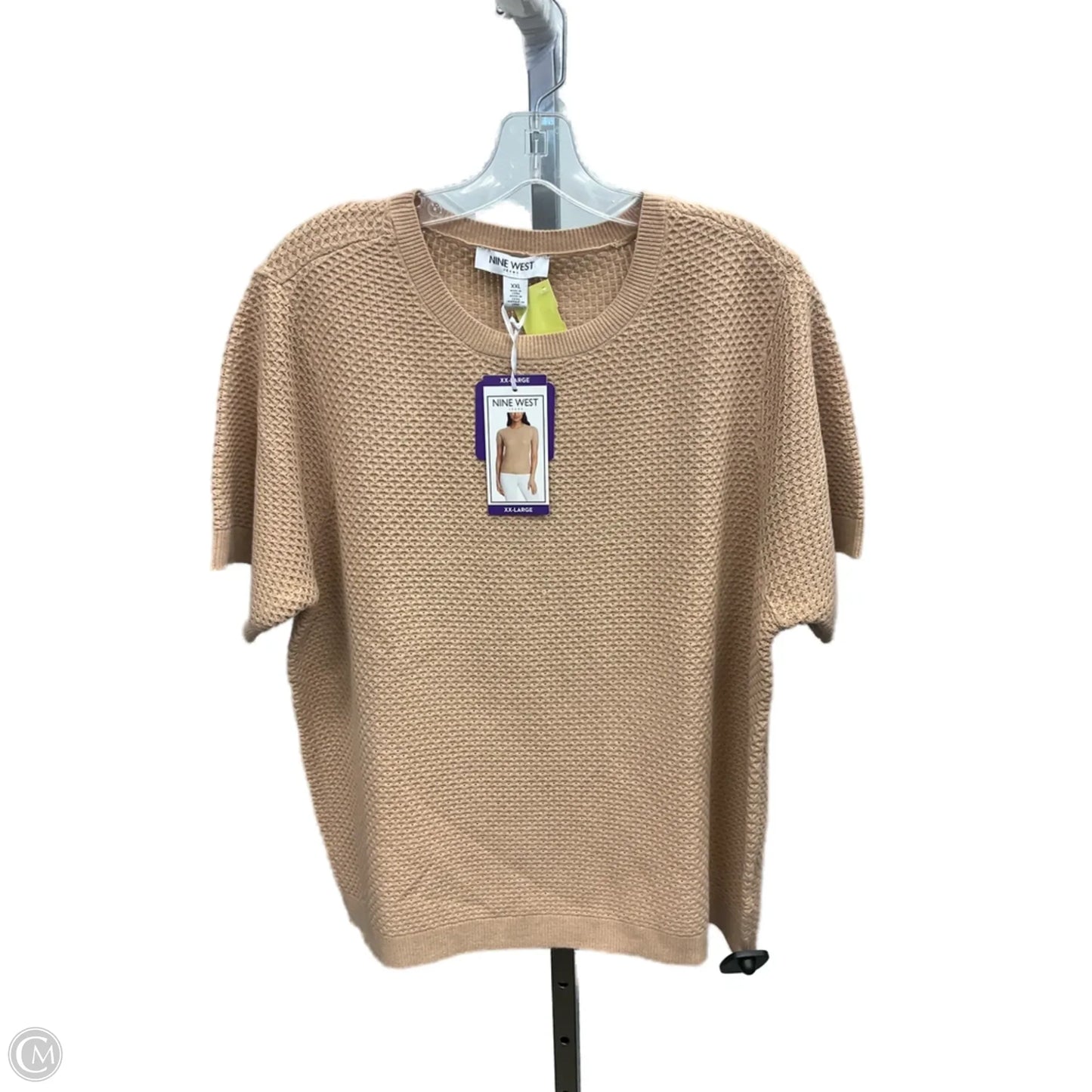 Sweater Short Sleeve By Nine West In Tan, Size: Xxl