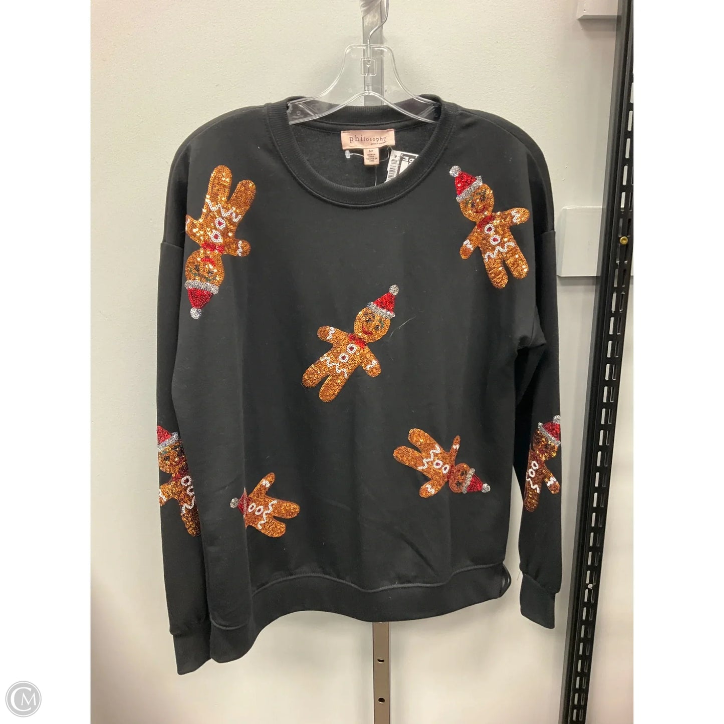 Top Long Sleeve By Philosophy In Black, Size: S